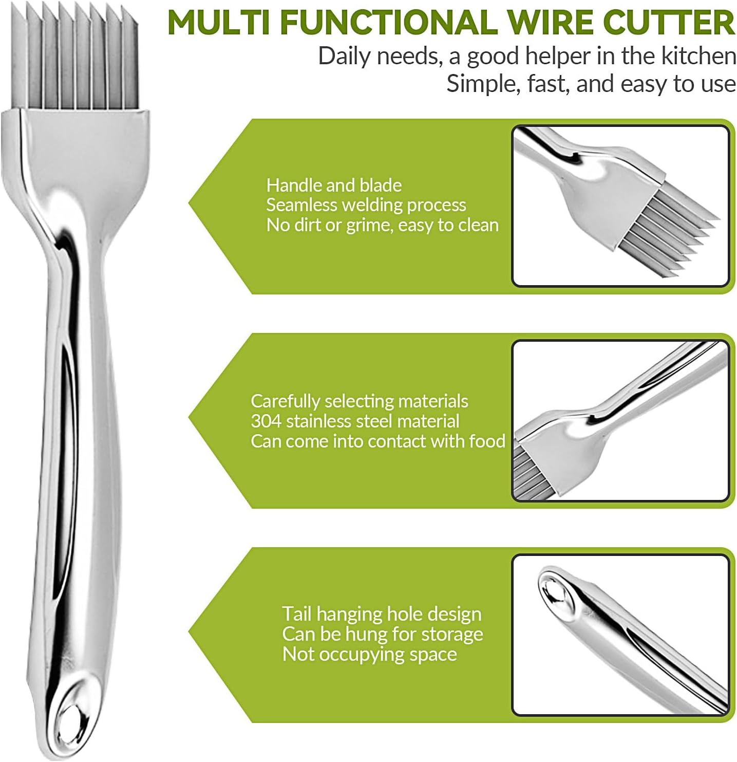 Scallion Cutter Shred,Green Onion Cutter Slicer, Stainless Steel Garlic Cheese Shredder, Kitchen Tool Slice Cutlery, Vegetable Chopper Tool for Home Kitchen Restaurant Gadgets (Eight Blades) image number 4