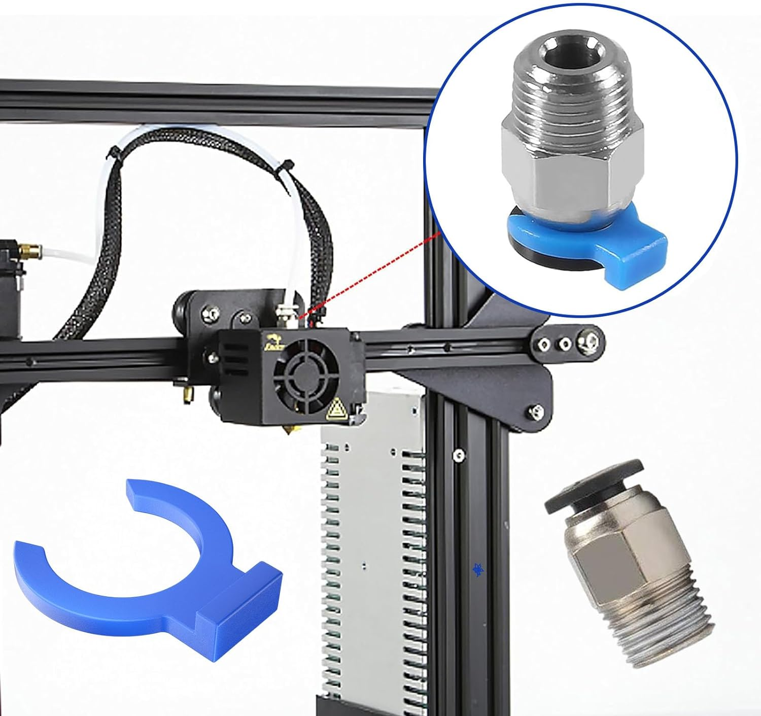 PC4-M10 Male Straight Pneumatic - PTFE Tube Push in Quick Fitting Connector for E3D-V6 Long-Distance Bowden Extruder 3D Printer with Circlip (10Pcs in Total) image number 3