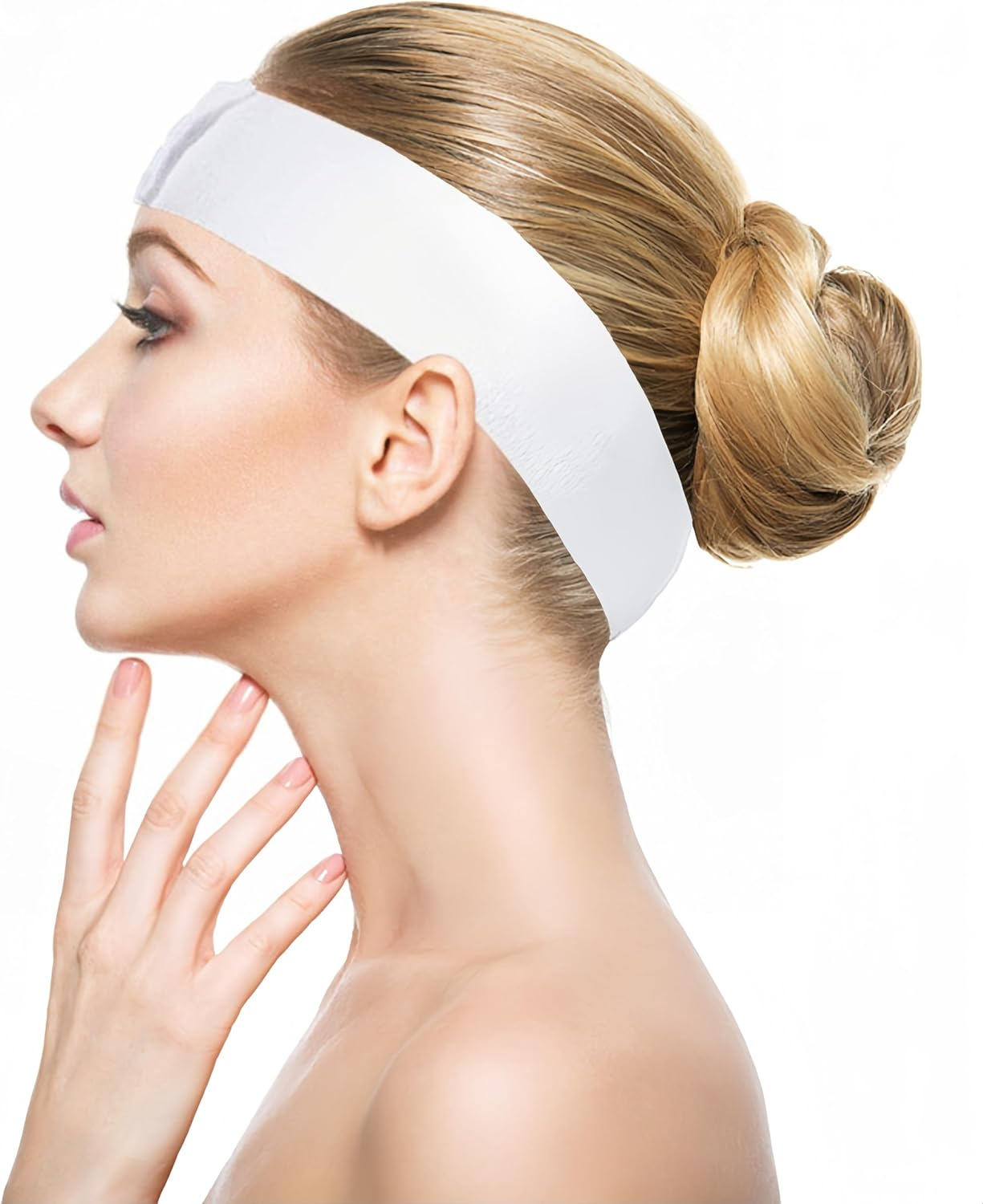 Acycoin2A 100PCS Disposable Stretchable Headband with Closure for Spa Facial Treatment Non-Woven Individually Wrapped Hair Wrap image number 2