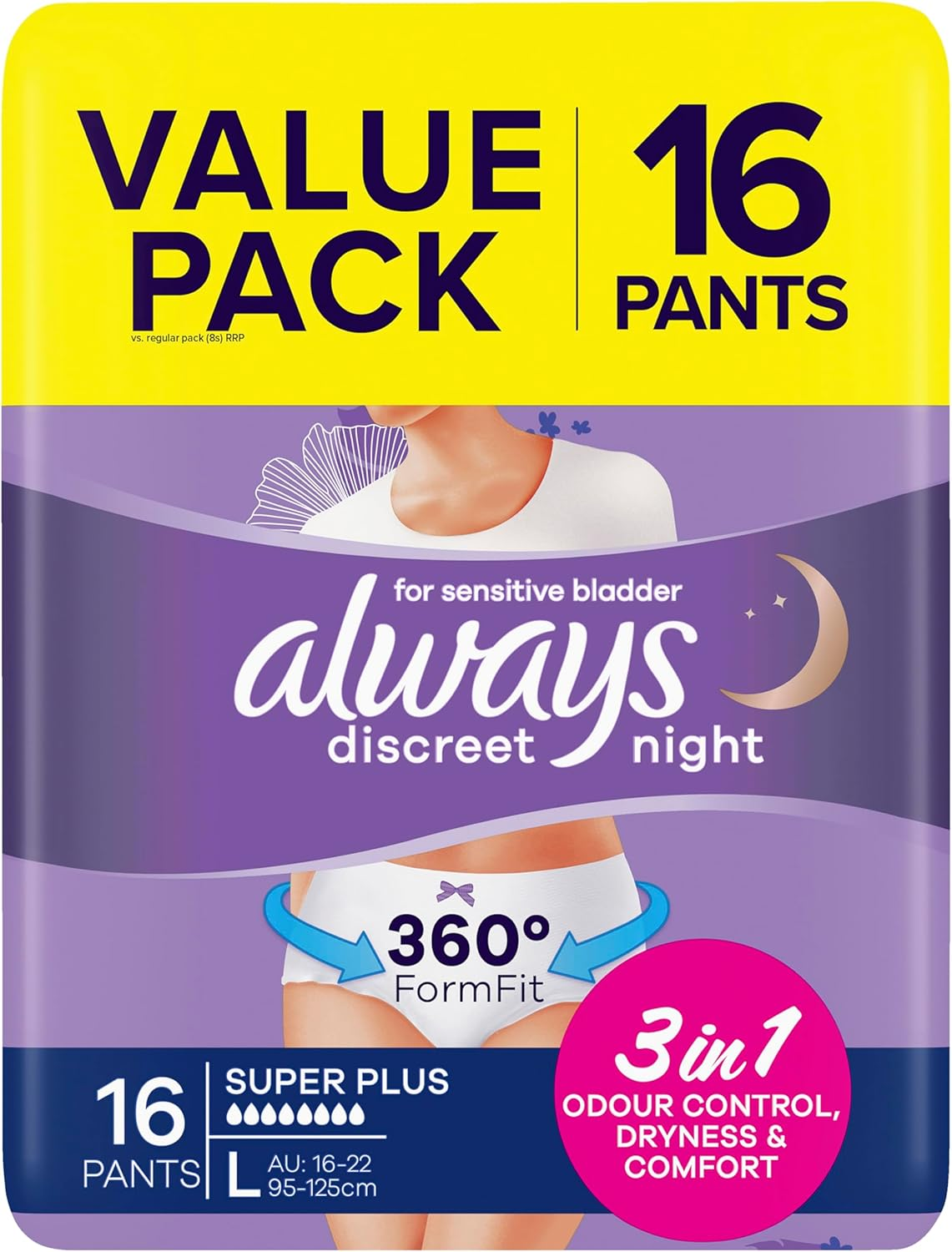 Always Discreet Underwear Night Pants, Large 16 image number 6