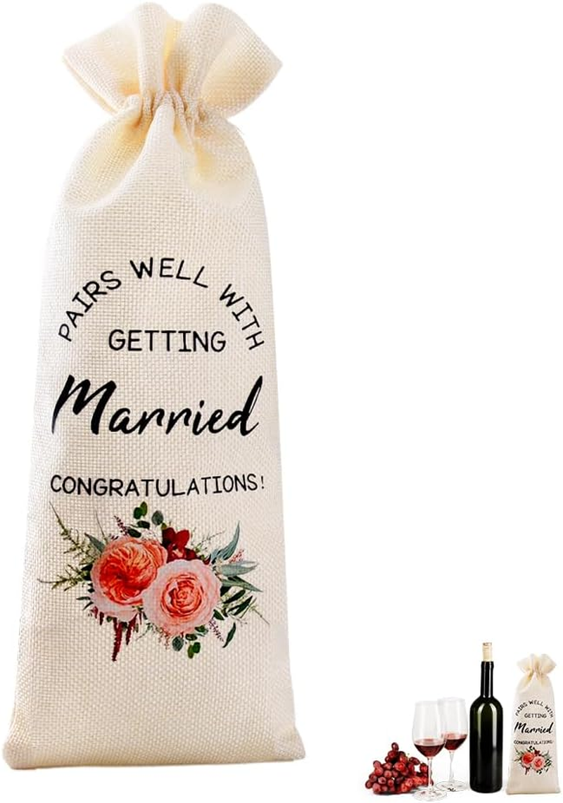 Wedding Gifts for Bride Groom Couple Newly Wed Gifts for Wife Husband Wedding Wine Gift Bag for Newlywed Gifts for Couples Fiancee Fiance Wedding Shower Gifts for Him Her Wedding Stuff Wine Bag - 3:30 Somewhere image number 6