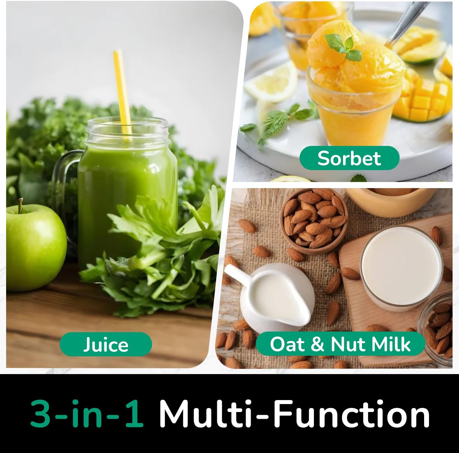 Canoly Cold Press Juicer Machines,150Mm Wide Chute with Dual Strainers for Juice & Sorbet Masticating Juicer Powerful AC Brushless Motor, Self-Prepping Anti-Clog System and BPA Free, Space Gray