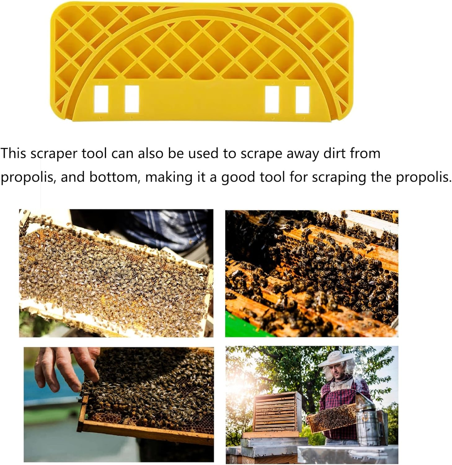 Honey Uncapping Tank Holder, Plastic Honey Bucket Scraper Tool, Beekeeper Flat Honey Shelf for Hive Cleaning Tool Beehive Frame Holder Shelf Yellow Color image number 3