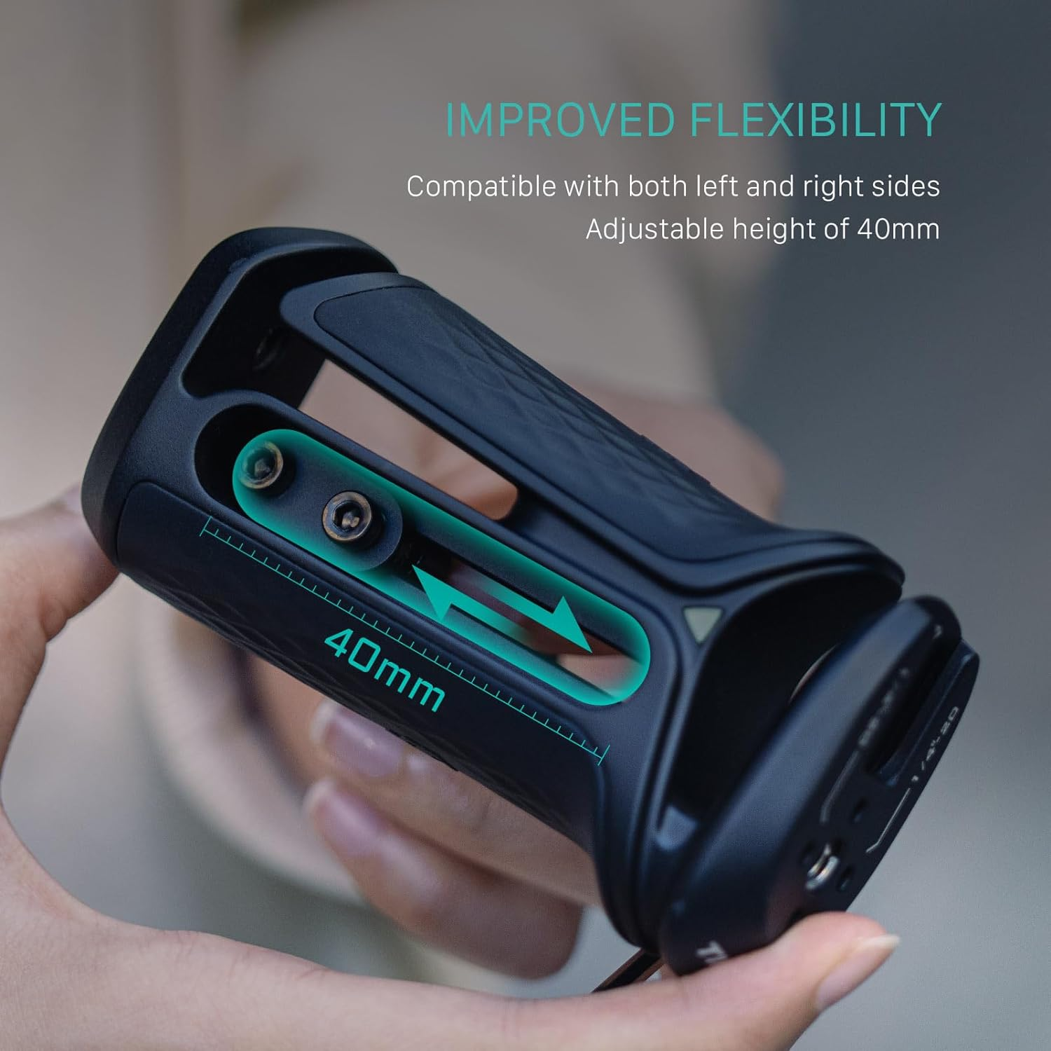 Tilta Xeno Side Handle for Filmmakers & Cameras - Titanium Gray | Secure Connection & Helps Prevent Rotation | Adjustable Height | Textured Silicone Grip | Easy Assembly (1/4&Prime;-20 W/Locating Pins) image number 5