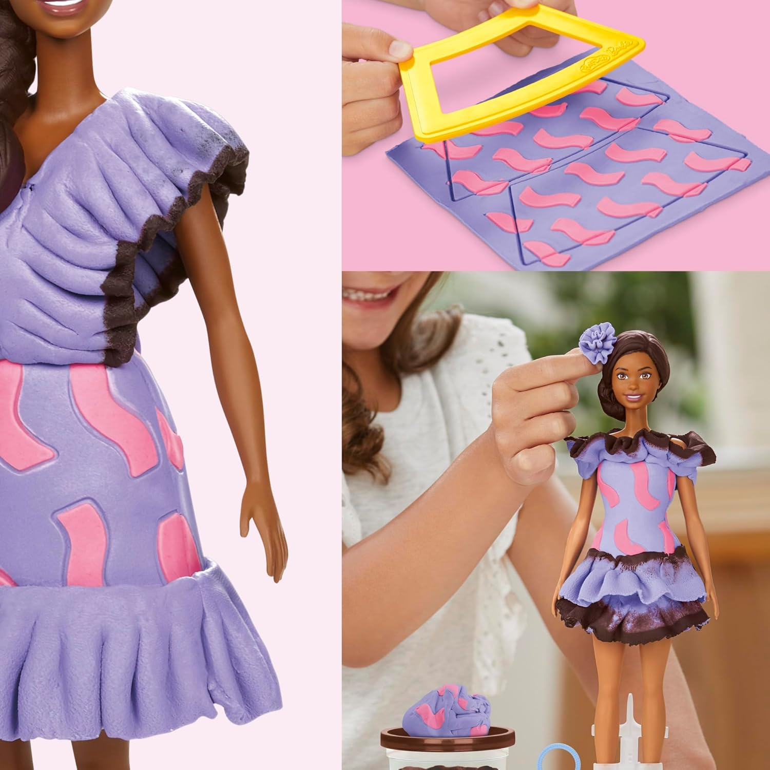 Play-Doh Barbie Ruffles & Braids Doll Set image number 3