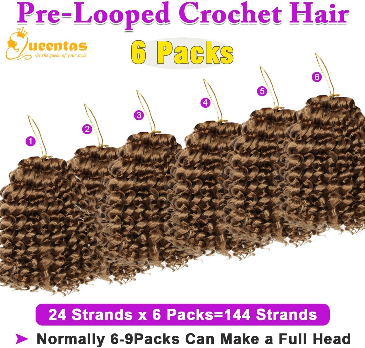 QUEENTAS 8 Inch Crochet Hair Ombre Passion Twist Hair Jamaican Bounce Gogo Curl Faux Locs Crochet Braids Hair Extensions (6 Packs, 27) image number 3