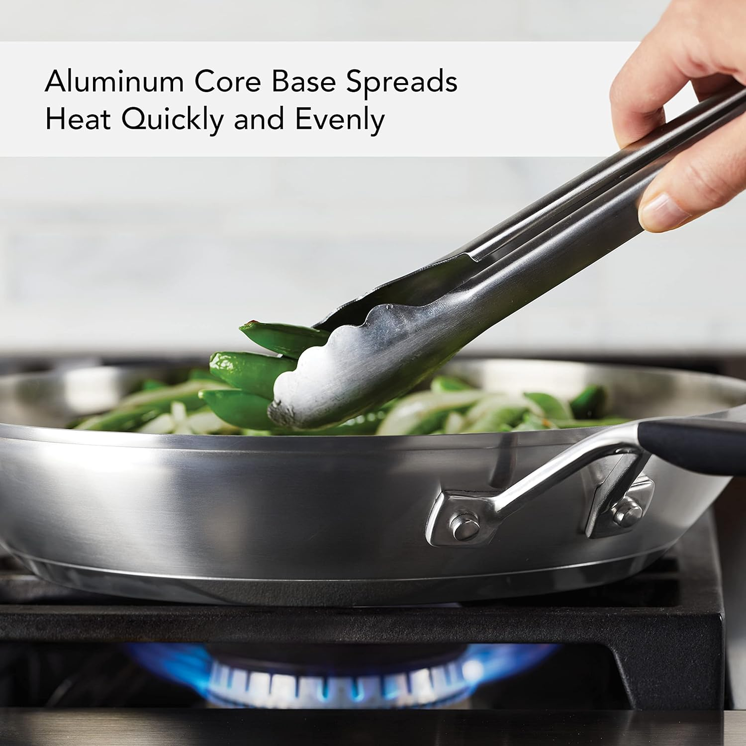 Kitchenaid Stainless Steel Frying Pan/Skillet, 12 Inch, Brushed Stainless Steel image number 2