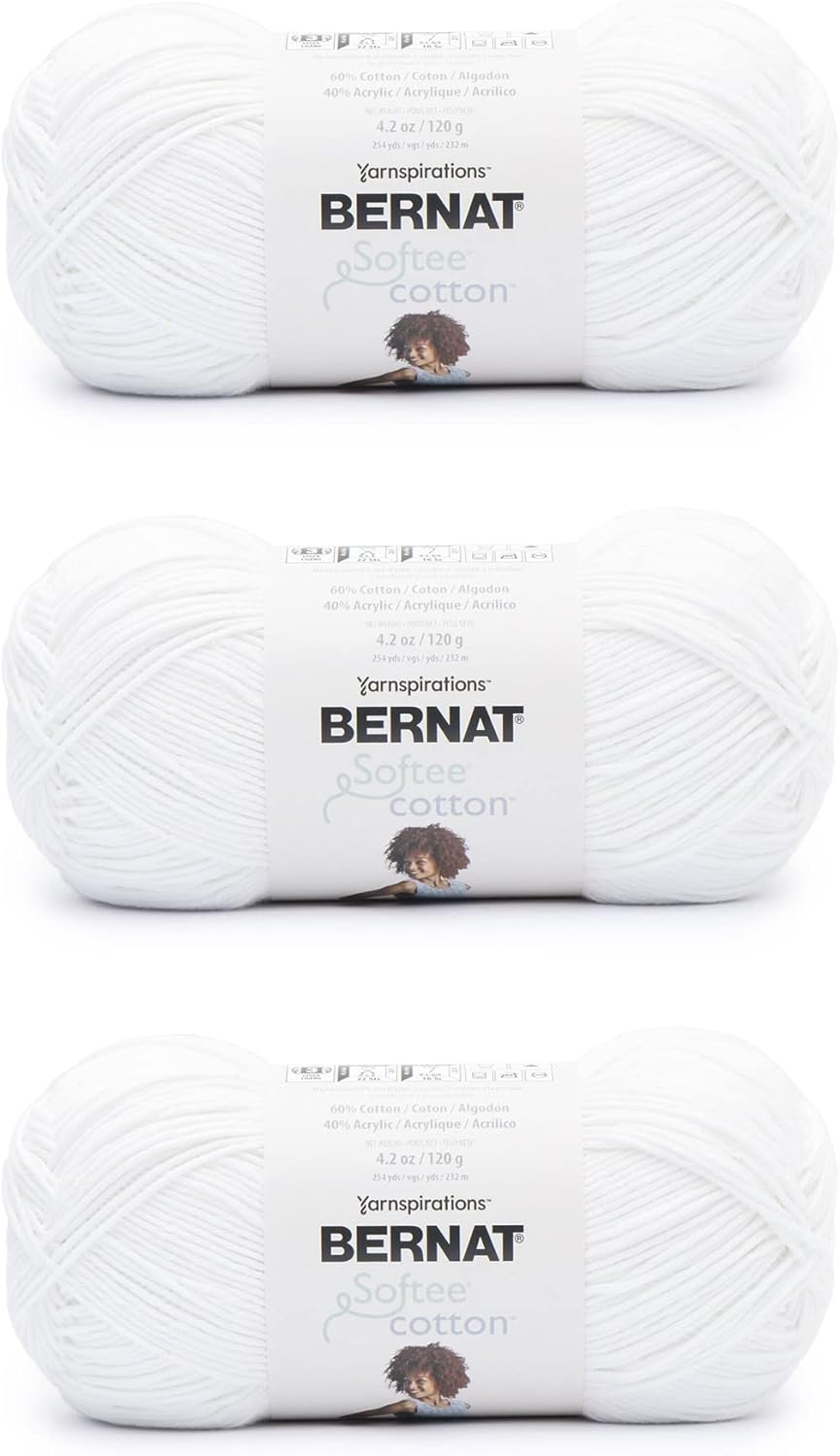 Bernat Softee Cotton Sandstone Yarn - 3 Pack of 120G/4.25Oz - Nylon - 3 DK (Light) - 254 Yards - Knitting, Crocheting & Crafts