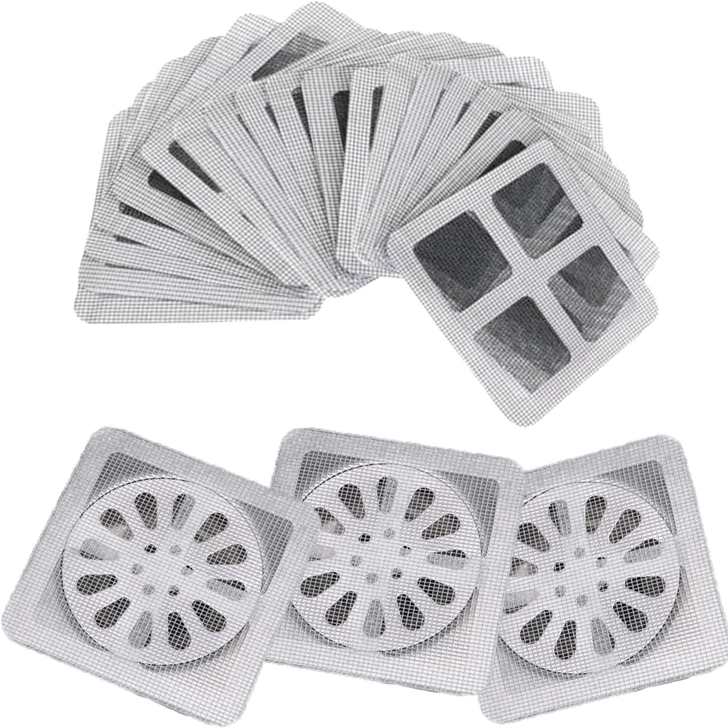 100Pcs Drain Stickers Floor,Shower Drain Hair Catcher,3.94 Inch Square Bath Tub Drain Strainer,For Bathtub Drain Cover for Kitchen Bathroom,Bathtub Drain Hair Catcher with Waterproof Adhesion Square image number 3