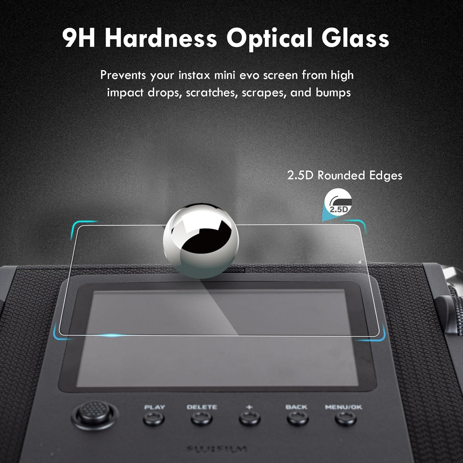 Rieibi [3+3Pack Screen Protector for Fujifilm Instax Wide Evo Instant Camera LCD + Lens PET Flim, 0.25Mm 9H Hardness Tempered Glass Film for Instax Wide Evo image number 3