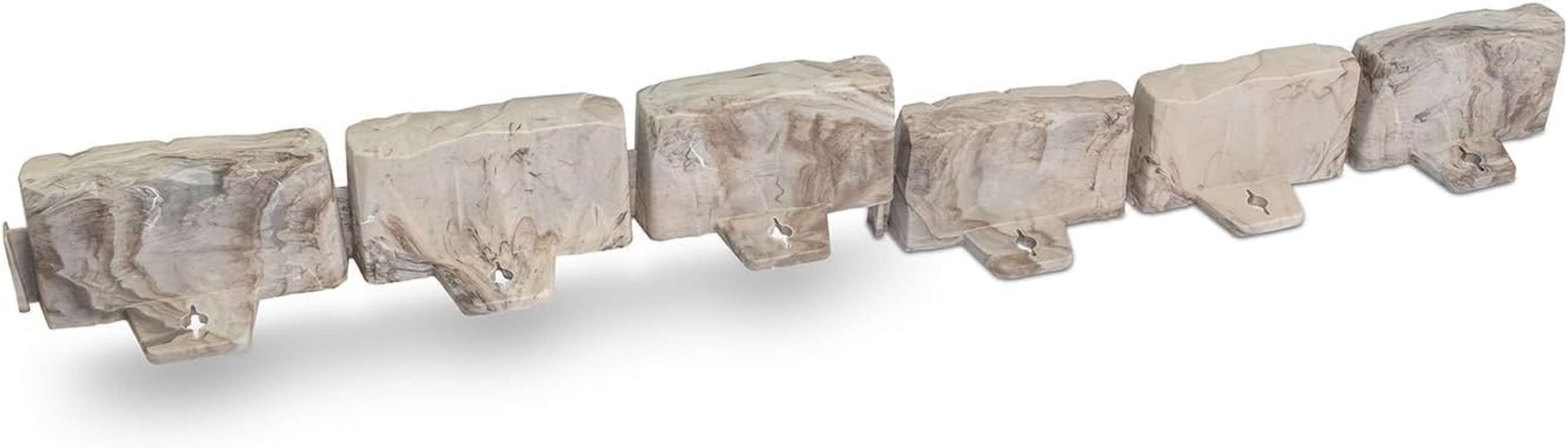 Easyflex No-Dig Landscape Edging with Anchoring Spikes, 2.7 In. Tall Decorative Stone-Look Garden Border, 60 Foot Kit, Brown image number 1