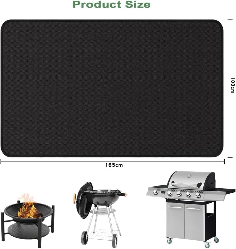 Jiaozoum 165 * 100Cm Fireproof under Grill Mats for Outdoor Grill, Double-Sided Fireproof Deck and Patio Protector Mat, Waterproof Oil-Proof BBQ Floor Pad Indoor Fire Pit Fireplace Mat image number 5
