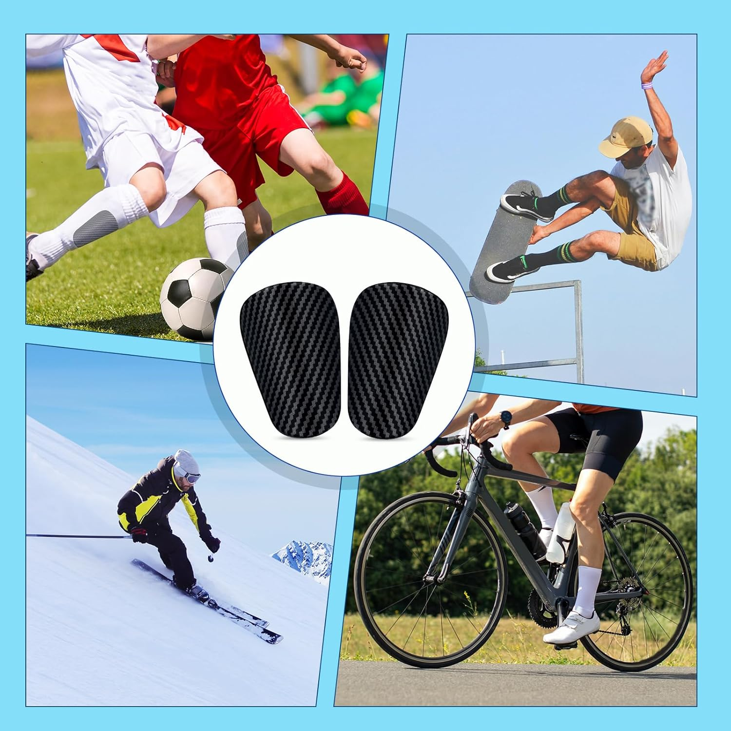 2Pcs Mini Soccer Shin Guards, 3.94X2.36 Inch Stripe Mini Shin Pads Mini Shin Guards Protective Equipment Shin Guards for Adults Teenagers Women Men Boys Girls image number 5