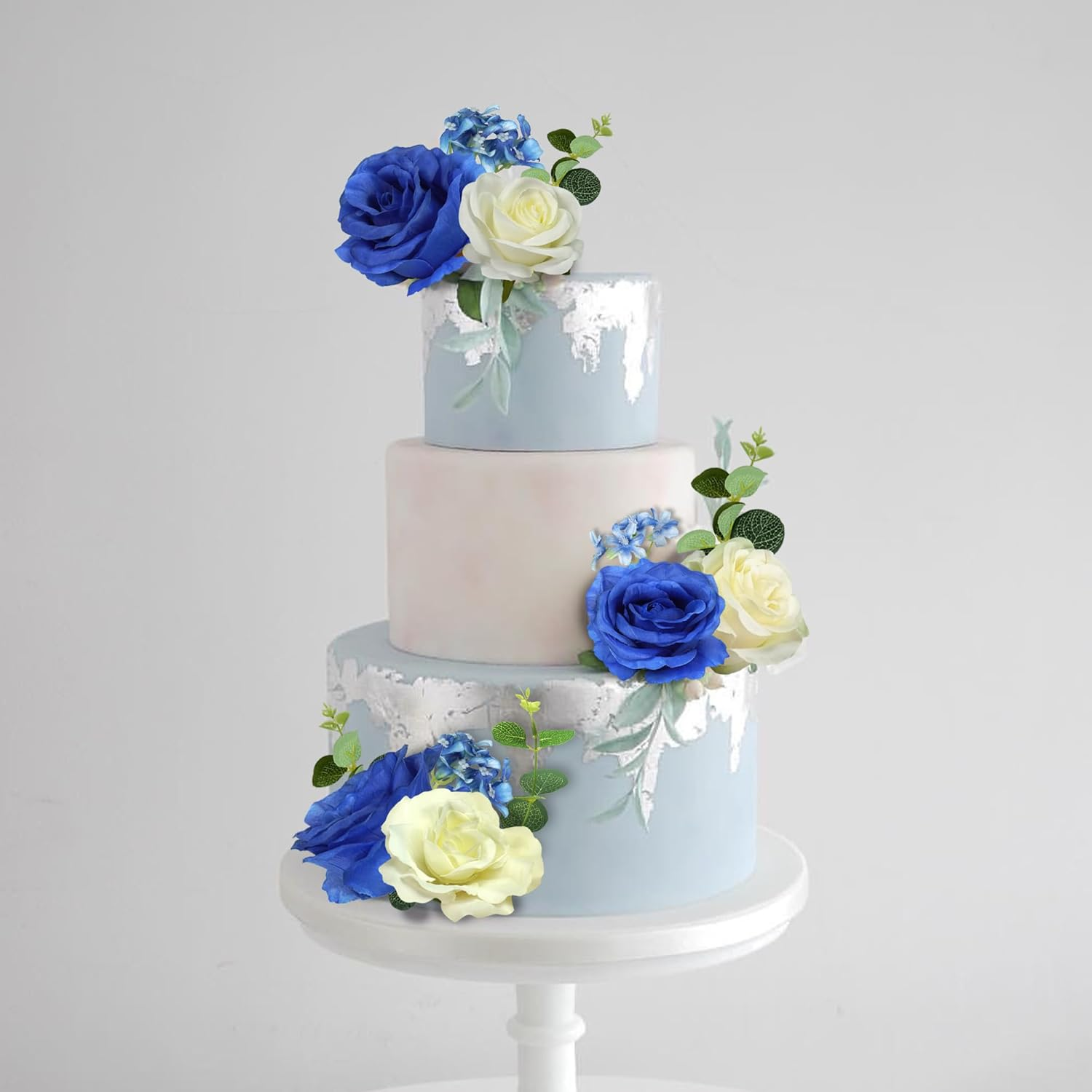 DRWATE Flower Cake Toppers Boho Cake Toppers Artificial Blue Rose Eucalyptus Cake Decorations for Girl Women Birthday Baby Shower Wedding Valentine'S Day Celebration Boho Party Supplies (Style 6) image number 1