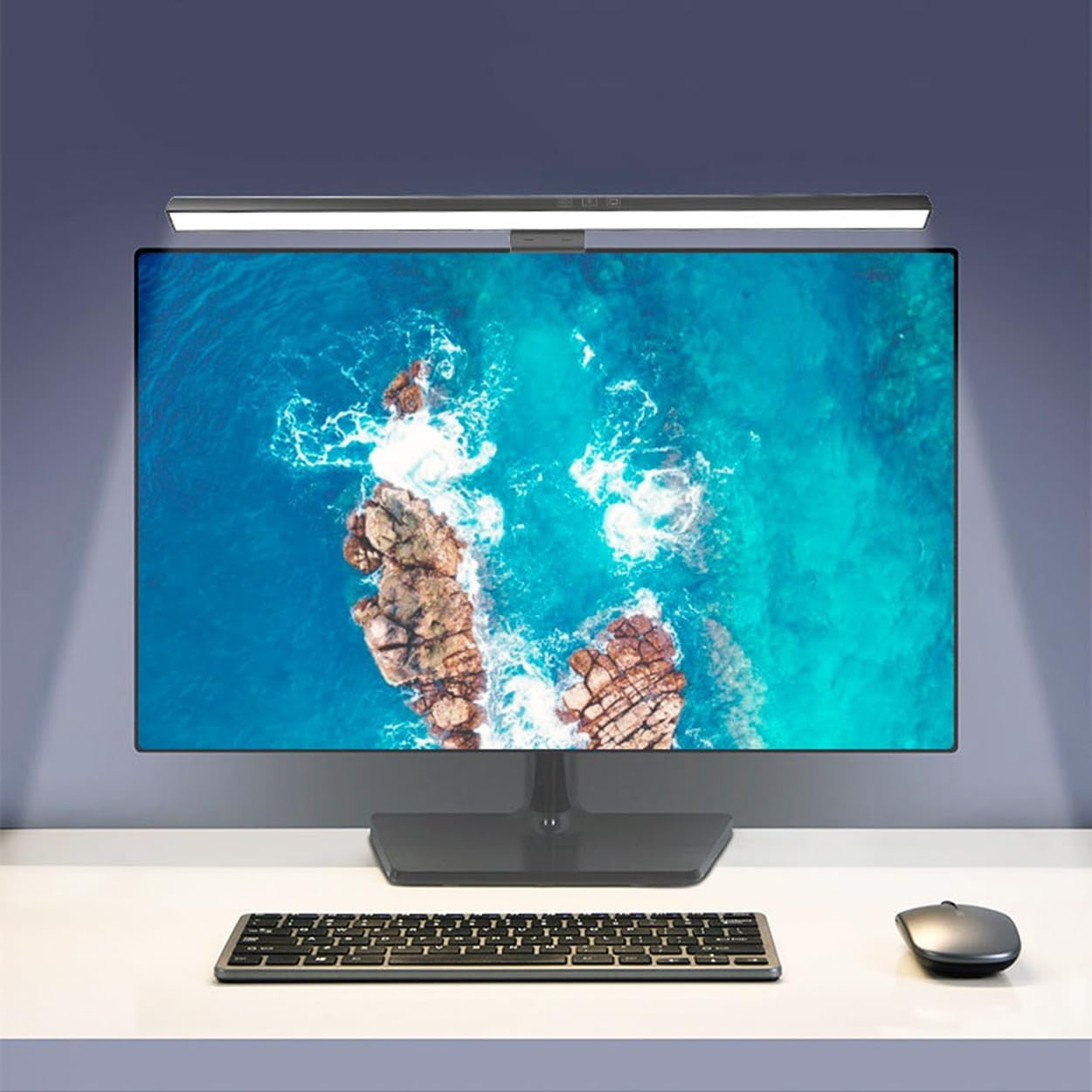 Meichoon Computer Display Light Bar USB Reading Desk Lamp Screen Eye Protection 3 Light Modes Adjust the Brightness Touch Switch LE11 White