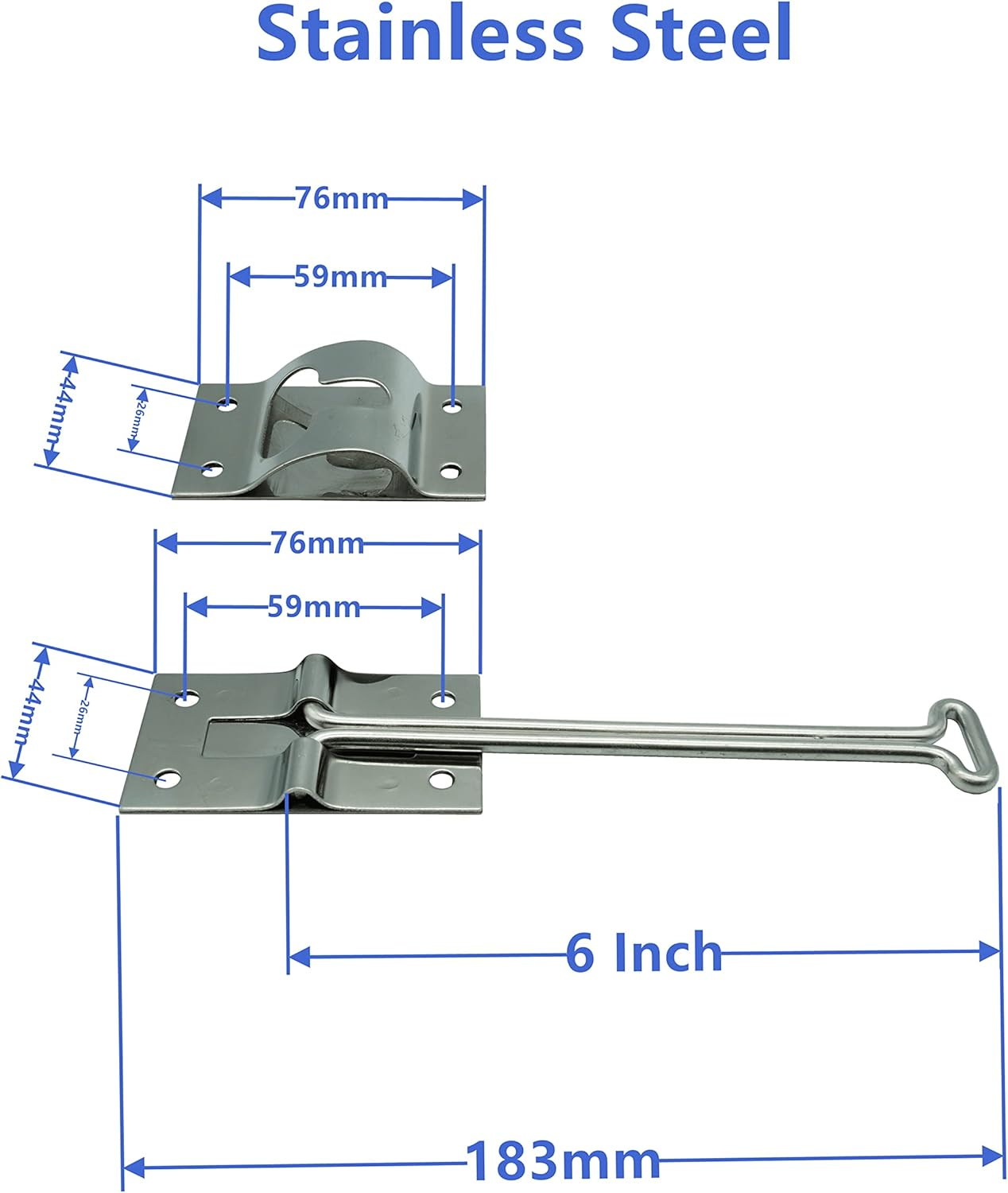 Polished Stainless Steel 6 Inches T Style Entry Door Latch Catch Holder for RV Camper Trailer Cargo, Entry Door Hardware (1 Pack)