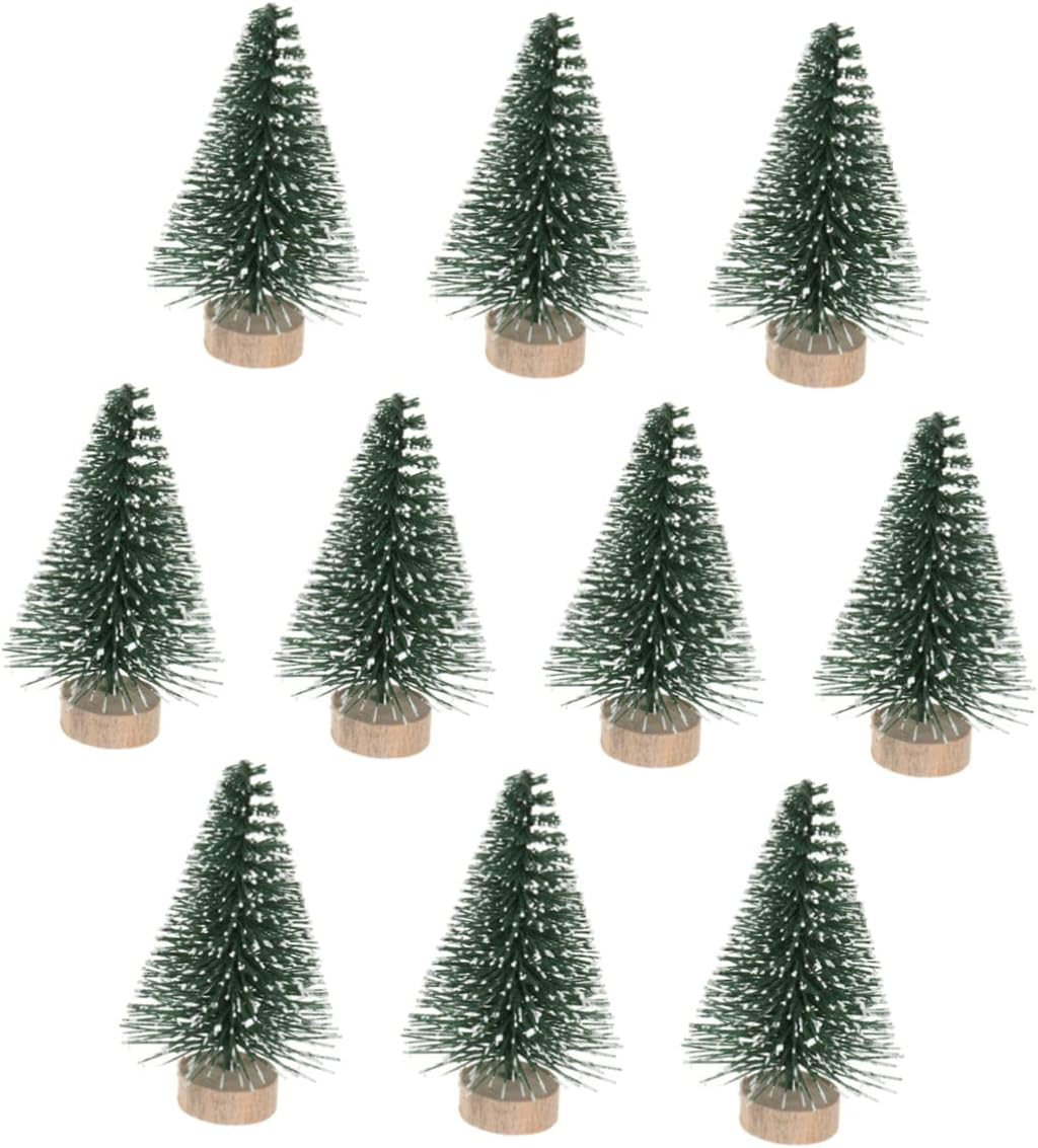 10Pcs Mini Christmas Tree Ornaments Pine Snow Covered Desktop Christmas Ornaments for Home Party Decoration for Xmas Party image number 3