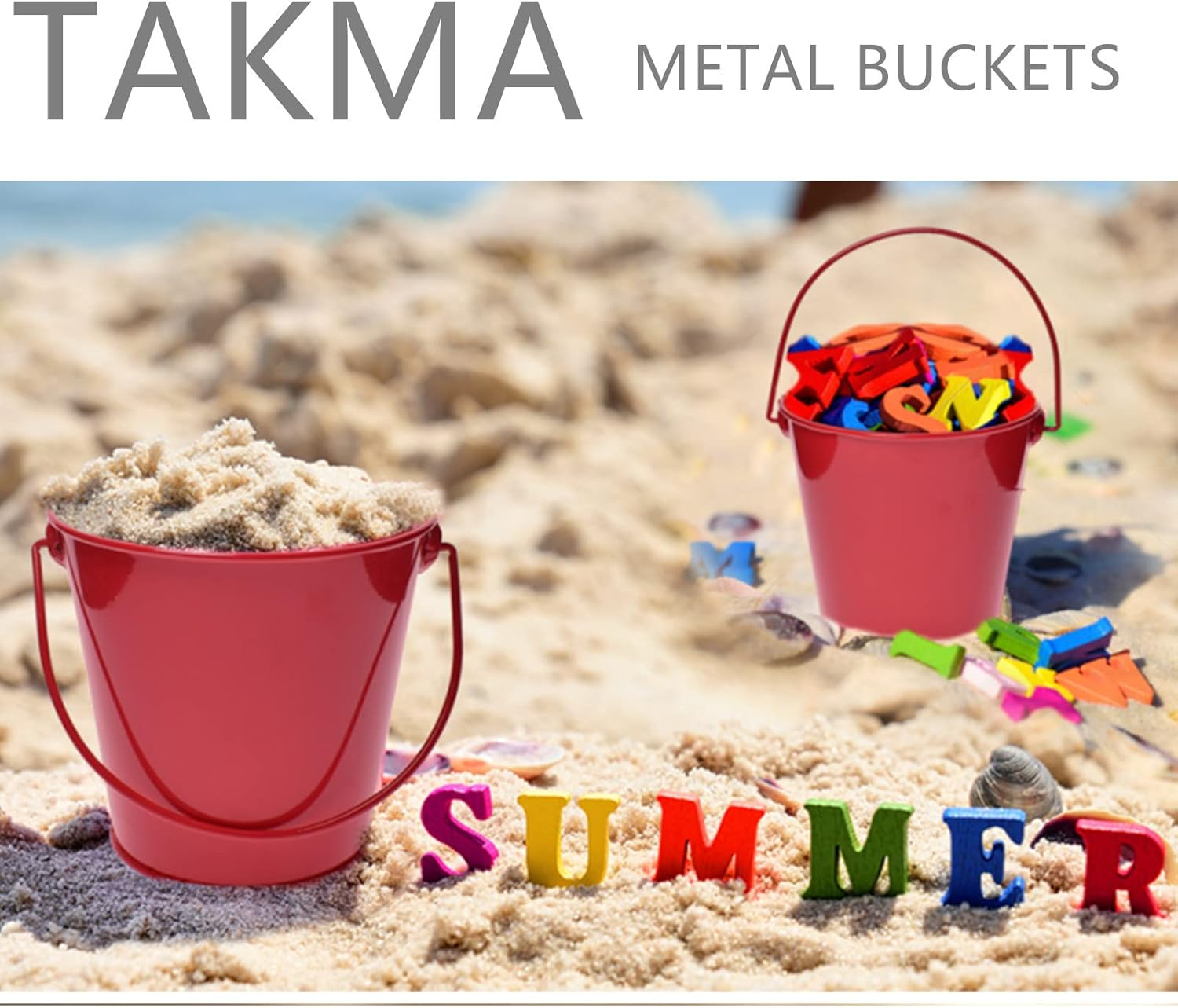 Colored Metal Buckets with Handle, 6 Pack 5.91 Inch Galvanized Iron Pail Bucket for Kids,Classroom,Crafts,And Party Favors (Red) image number 4