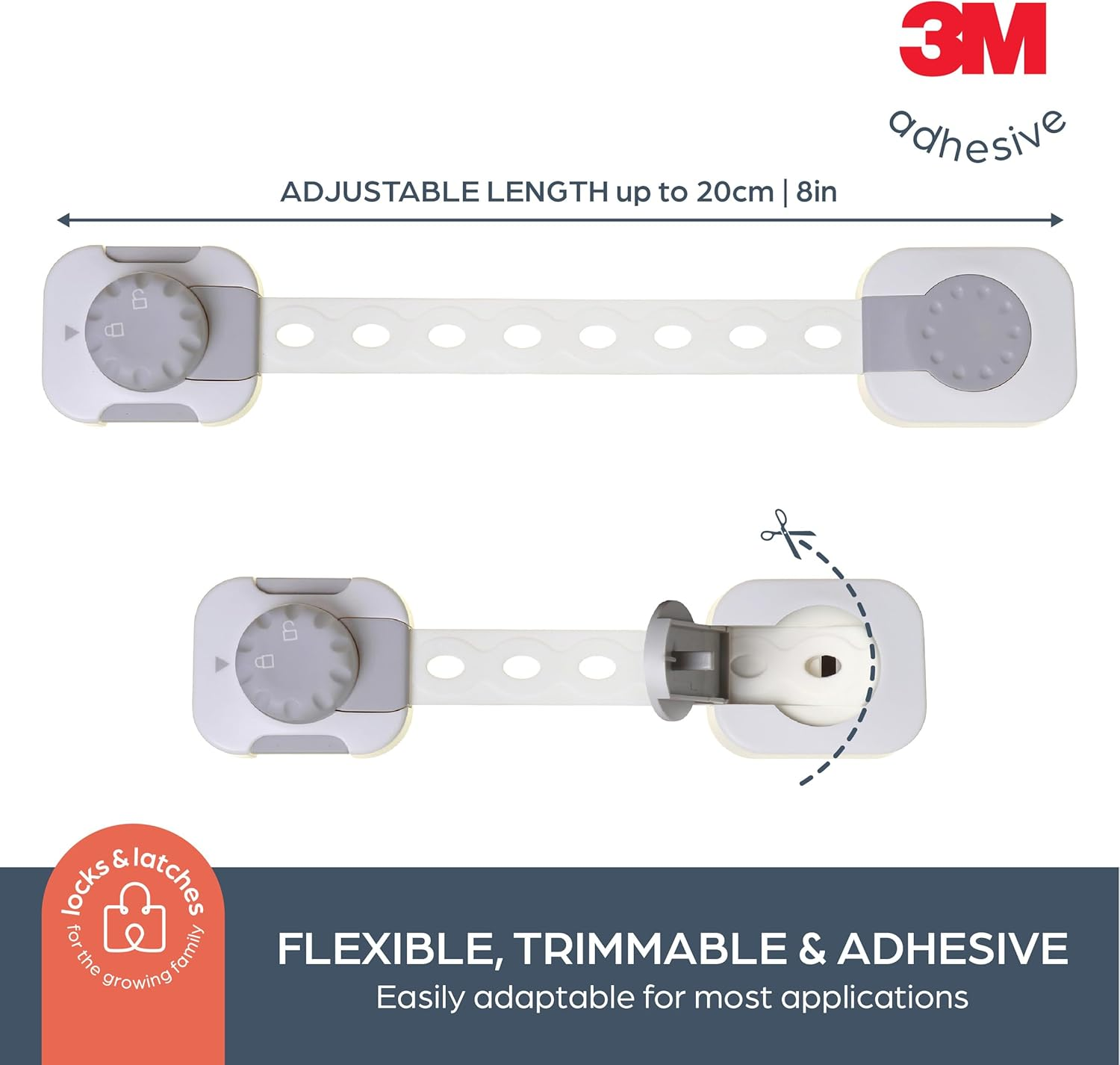 Dreambaby Twist 'N Lock Multipurpose Latch - Child Safety Locks - 2 Pack - White/Grey image number 3