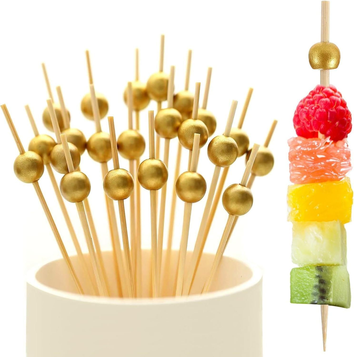 500PCS Cocktail Picks Kit, 4 Styles Fancy Toothpicks for Appetizers, 3 Sizes Long Bamboo Skewers image number 1