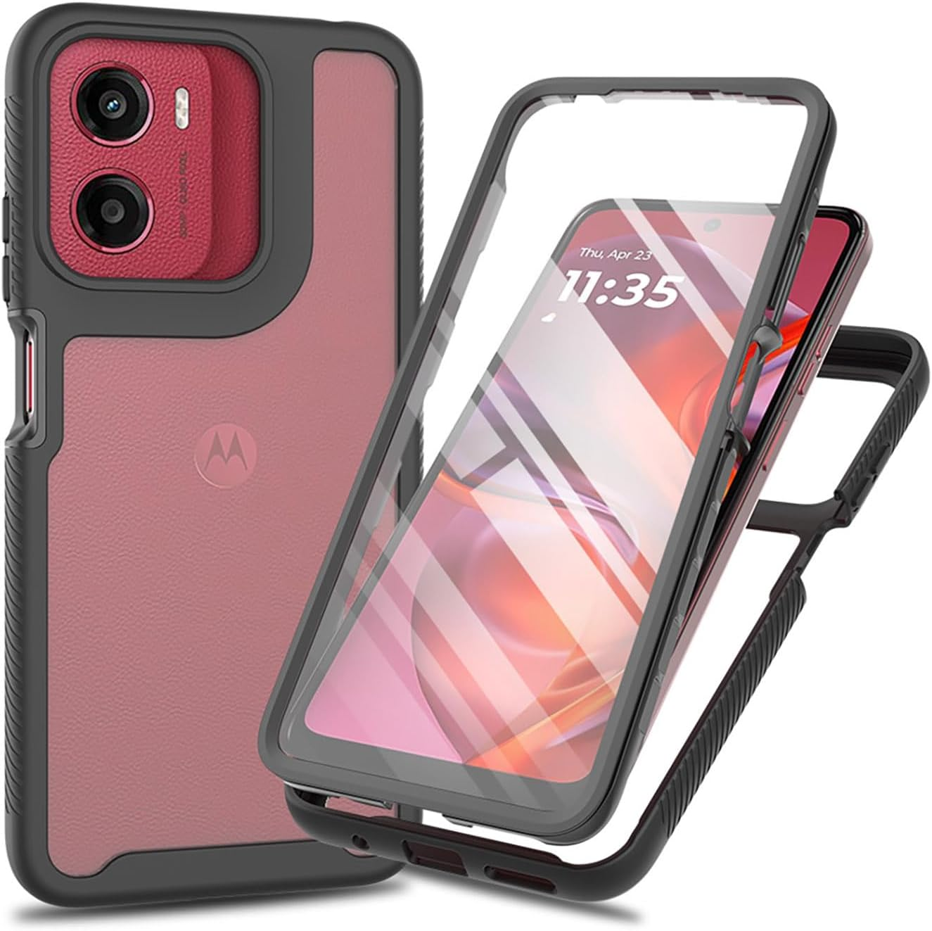 ILING Trasparente Case for Motorola Moto E15/MOTO G05/MOTO G15/MOTO G15 Power, 360&deg; Full Body Protection Cover with Built-In Screen Protector, Shockproof Hard PC + Silicone TPU Case Cover,Light Purple