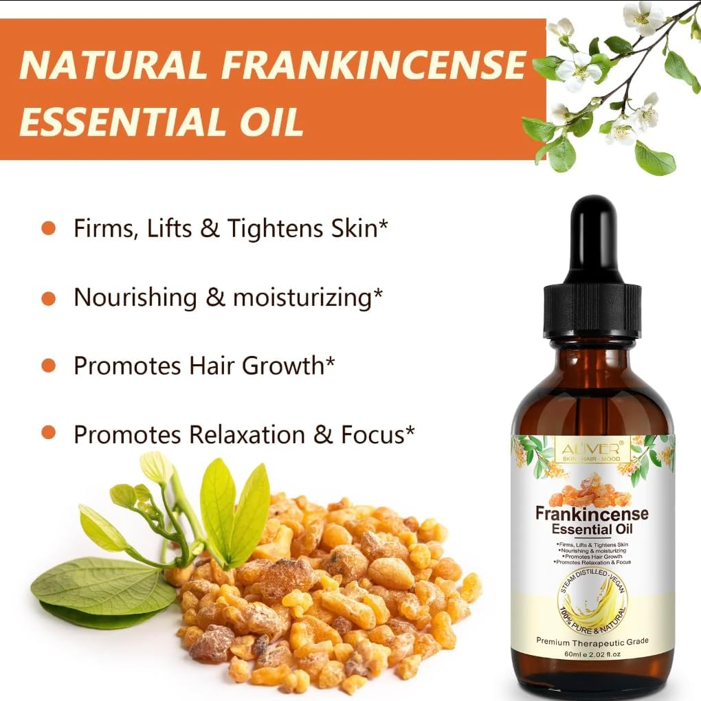 Frankincense Essential Oil 100% Pure & Natural &ndash; Therapeutic Grade, Undiluted &ndash; Aromatherapy Oil for Skin, Face, Hair, Diffuser, Massage & Relaxation &ndash; 60Ml image number 2