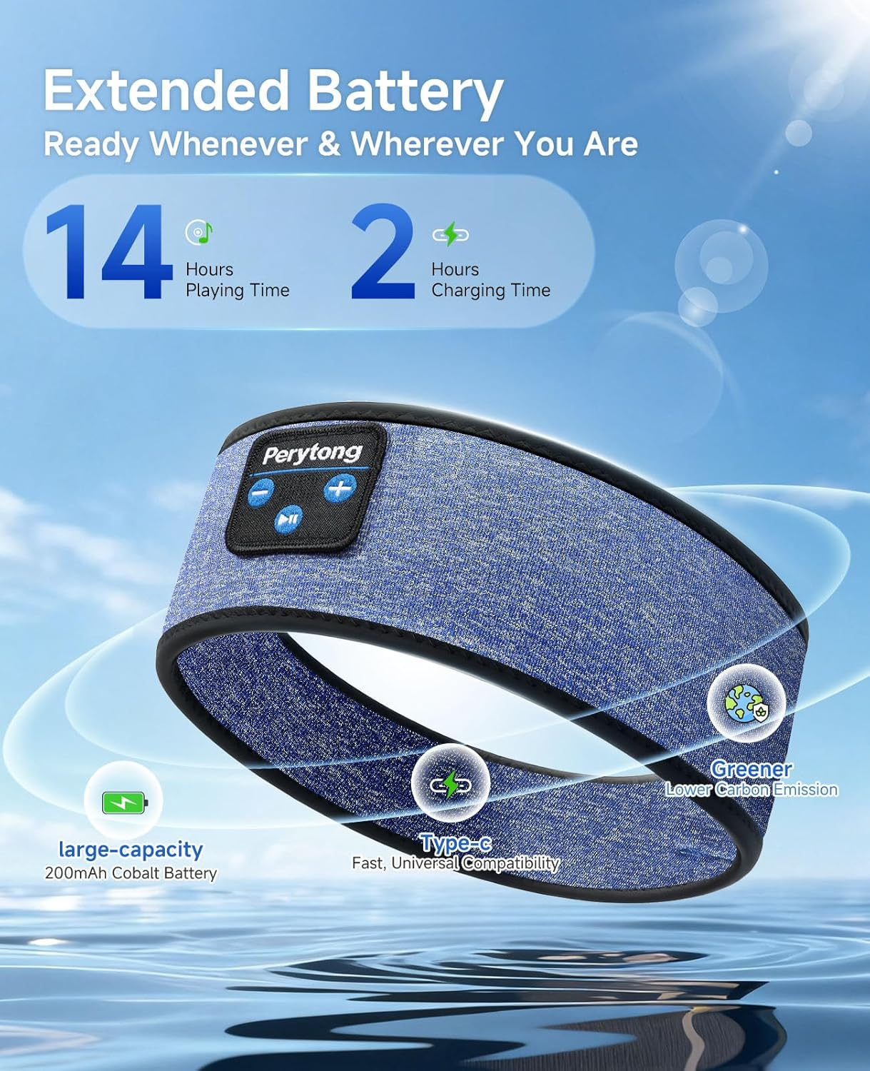 Sleep Headphones | Bluetooth 5.4 Headband | Wireless Earbuds Earphones Sweat Resistant with Ultra-Thin HD Stereo Speaker, Headphone Band for Side Sleepers Workout Running Tech Gadgets Unique Gifts image number 2