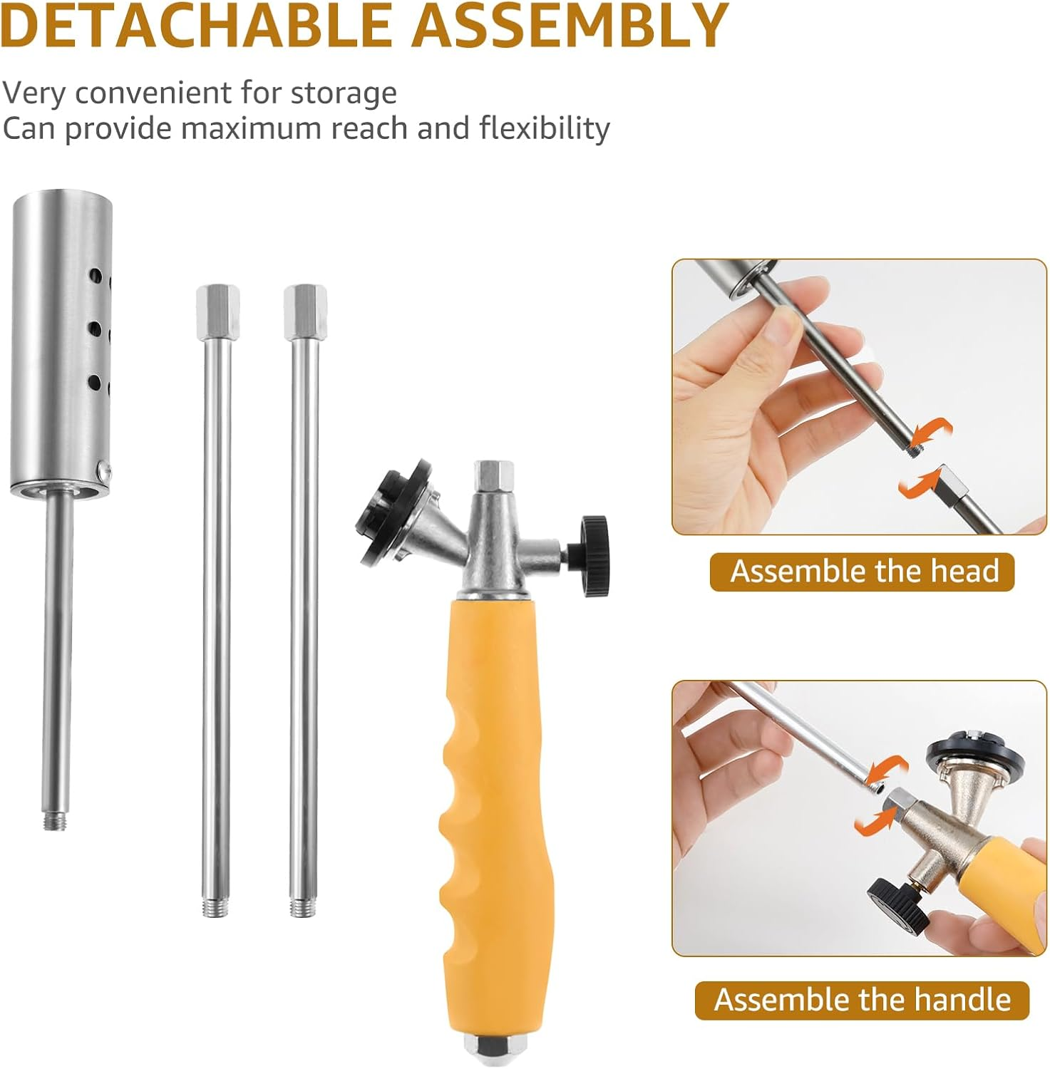 Weed Terminator Removable 3 Stage Weed Flame Torch Stainless Steel outside Weed Burner Reusable Long Arm Weed Torch Multifunction Weed Terminator for Garden Melting Ice Charcoal Starter Mbnvtxh image number 6