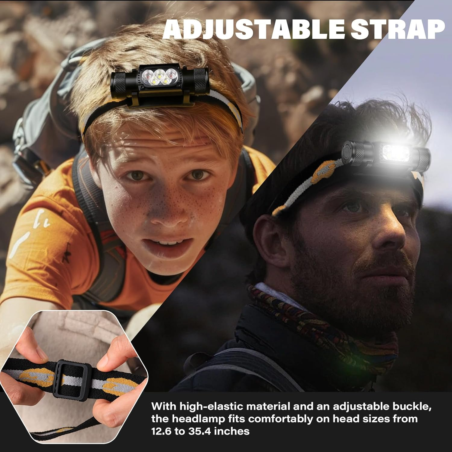 Sofirn LED Headlamp Rechargeable, H35R Super Bright Lightweight Head Light with 660Nm Deep Red Light, 1500 Lumens White Light, IPX6 Waterproof Head Flashlight for Running Hiking Camping image number 2