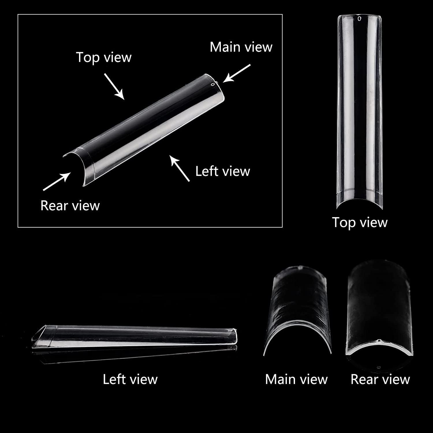 Clear Acrylic Square Nail Tips, SWETIDY 500Pcs No C Curve Long Square Shaped Straight Fake Nails Flattened Half Cover Artificial Nails with Box for Nail Salon Professional and DIY Nail Art 10 Sizes image number 1
