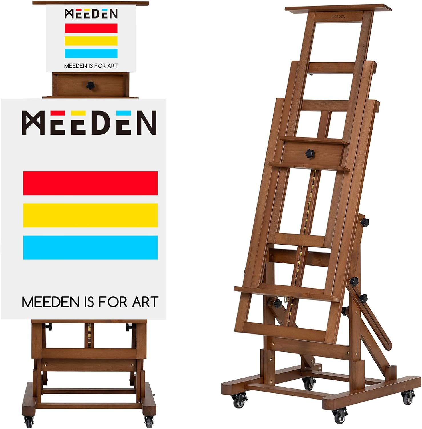 MEEDEN Movable Large H-Frame Painting Easel - Artist Studio Easel - Heavy Duty Art Easel Stand for Adults, Solid Beech Wood Easel, Holds Canvas Art up to 78.7" High