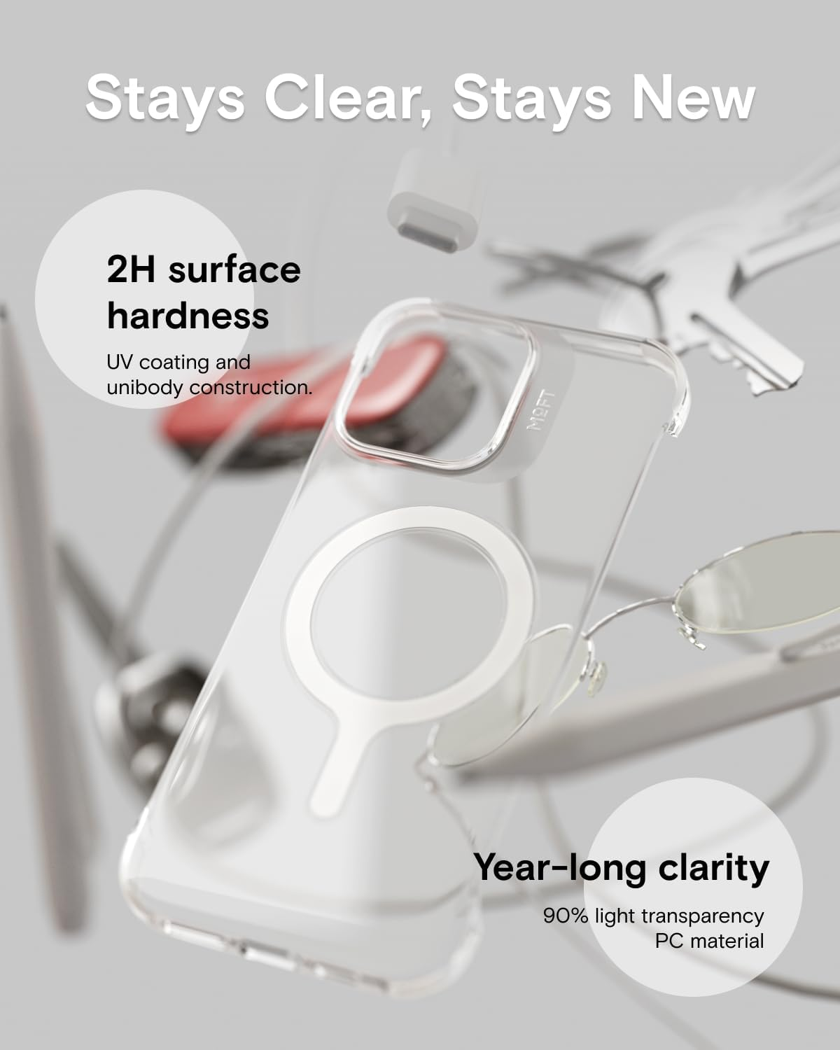 MOFT Invisible Case for Iphone 16 Pro Case, Clear Magsafe Phone Case, Dual Cutouts Frame Design with Bare-Device Feel, Anti-Yellowing Ultra-Thin Strong Magnetic Protective Phone Cover, Clear image number 2