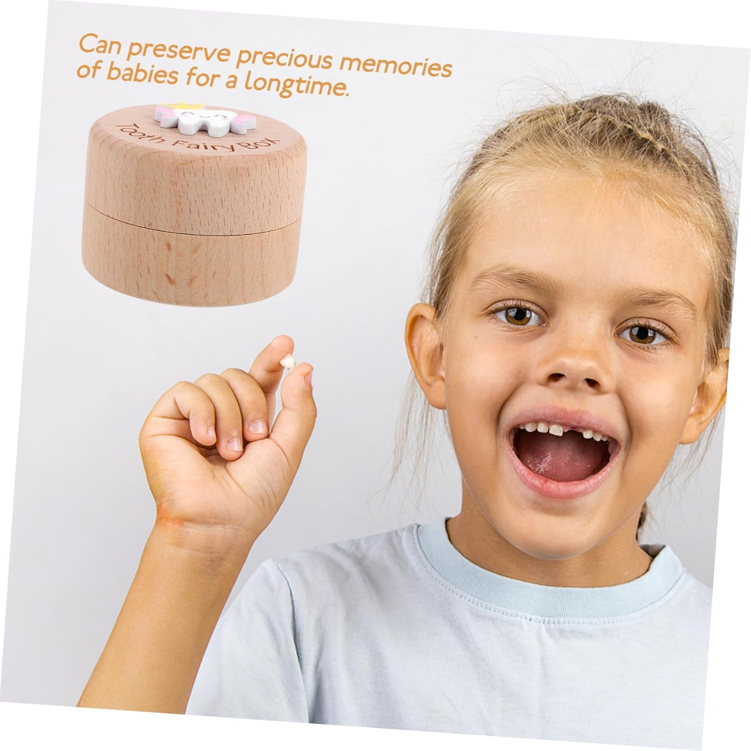 Deciduous Tooth Box Wooden Boys and Girls Teeth Holder Fetal Hair Case Keepsake Box Storage Container image number 4