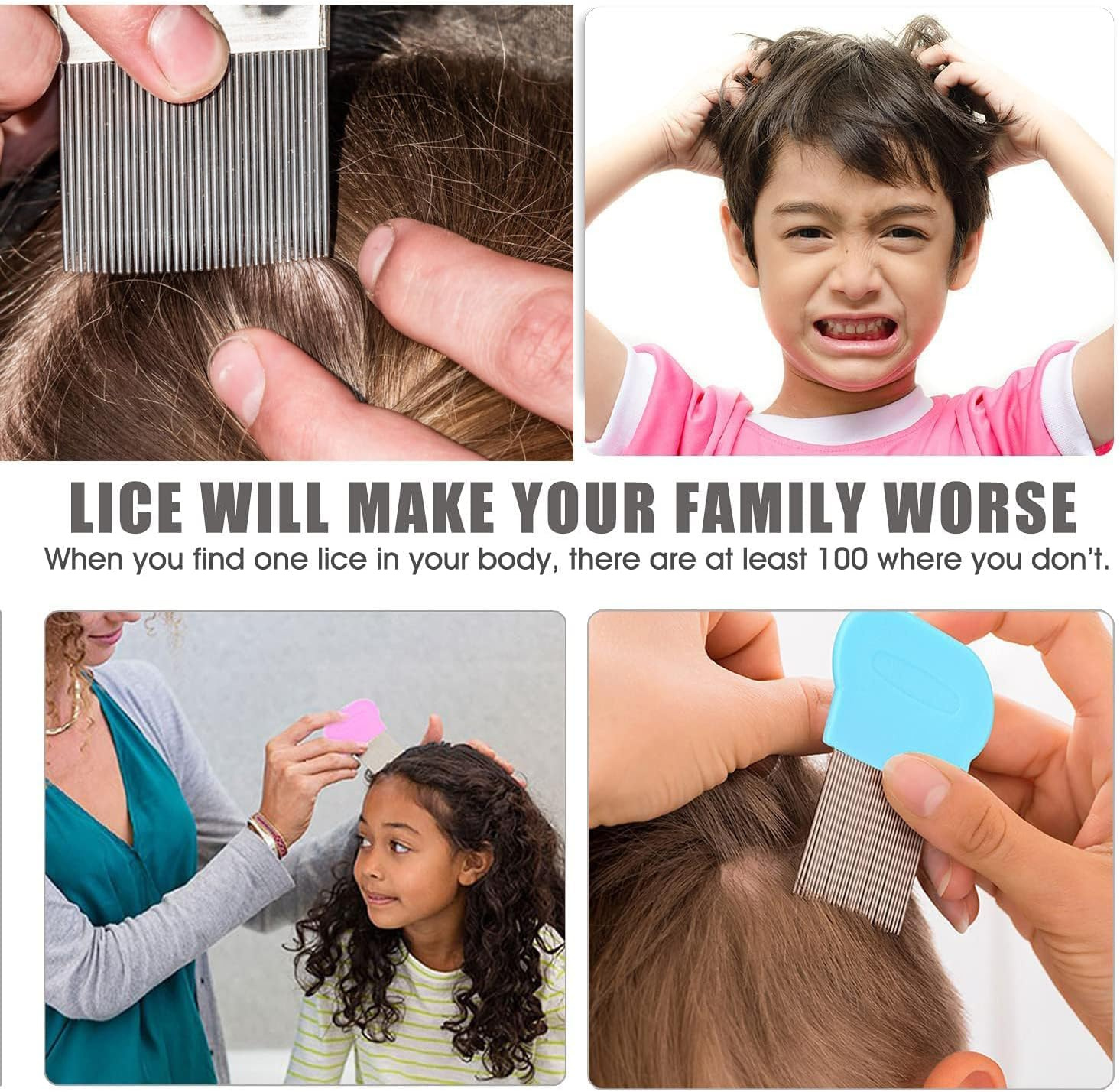 9 Pcs Lice Combs, Flea Combs, Hair Comb Double Sided Fine Tooth Combs, Removal Dandruff Comb with Metal Teeth, Stainless Steel Louse and Nit Comb for Head Lice Treatment image number 2