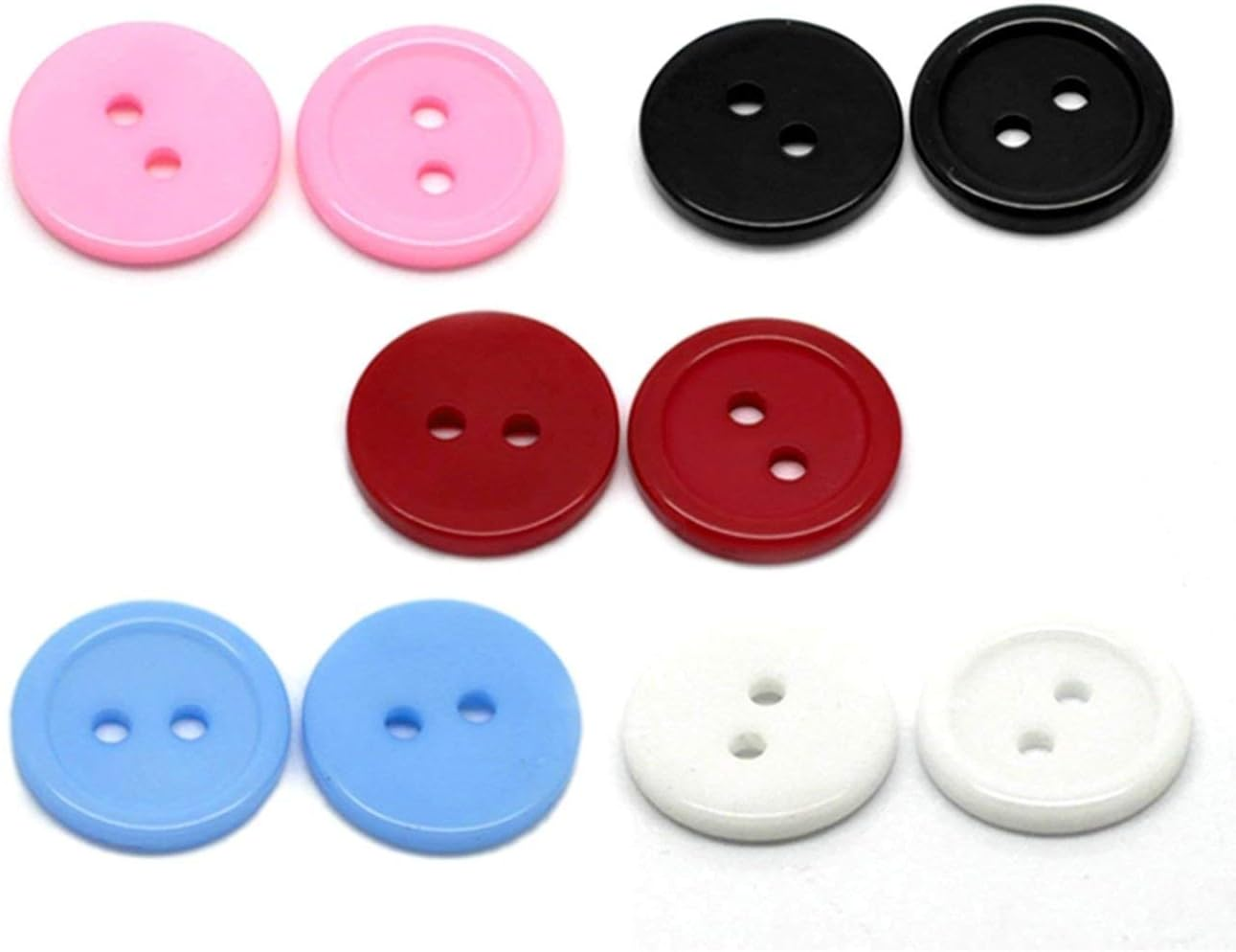 50 X White round Ridge 15Mm Resin Buttons with 2 Sewing Holes. for Clothes Kniting and General Arts and Crafts (White, 15Mm)