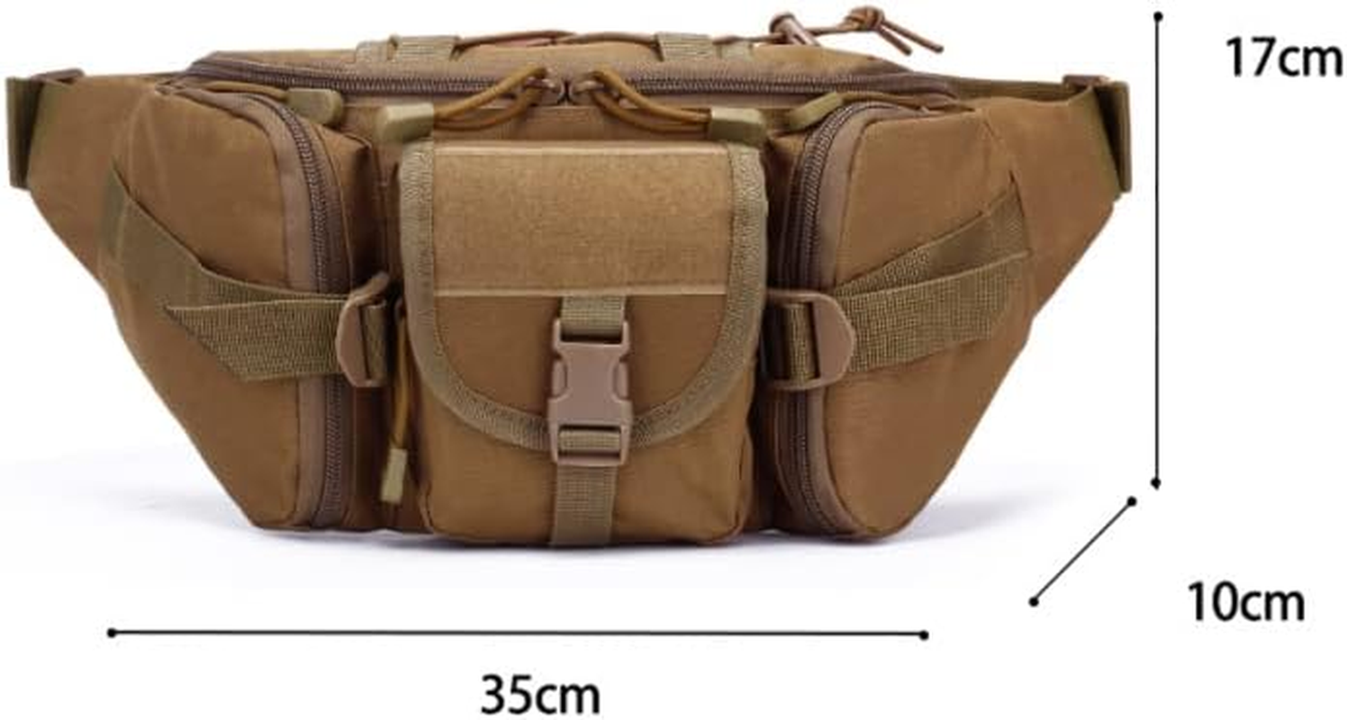 AIMALL 1X Utility Tactical Men Waist Bag Pack - Military Hiking Camping Belt Pouch, Durable Nylon, Multi-Functional with Adjustable Strap, 13.78 X 3.93 X 6.69 Inches, Black image number 5