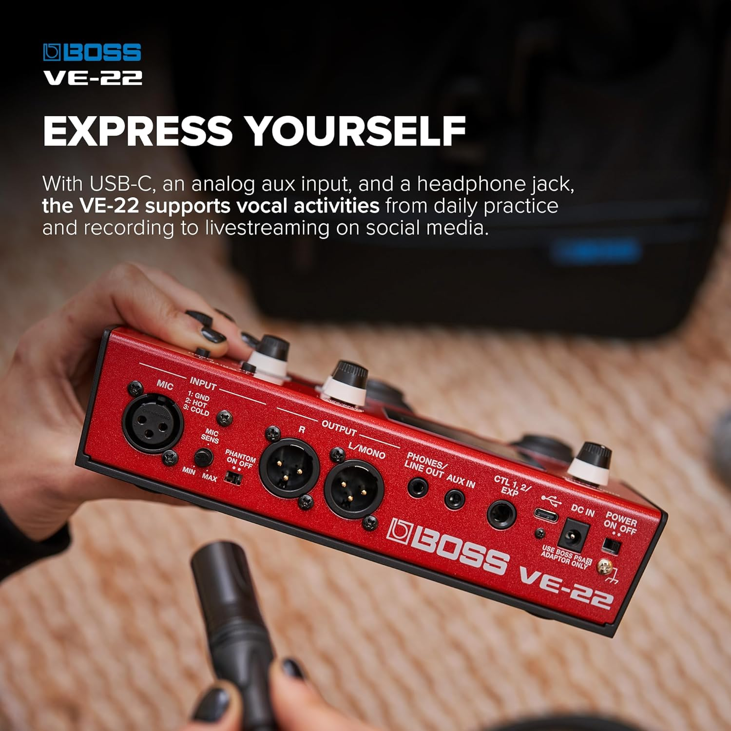 BOSS VE-22 Vocal Performer | Advanced Multi-Effects Processor for Singers | Powerful Harmony & Doubling Functions | Auto Pitch Correction | Ideal for Stage Performance, Recording, Livestreaming & More image number 3