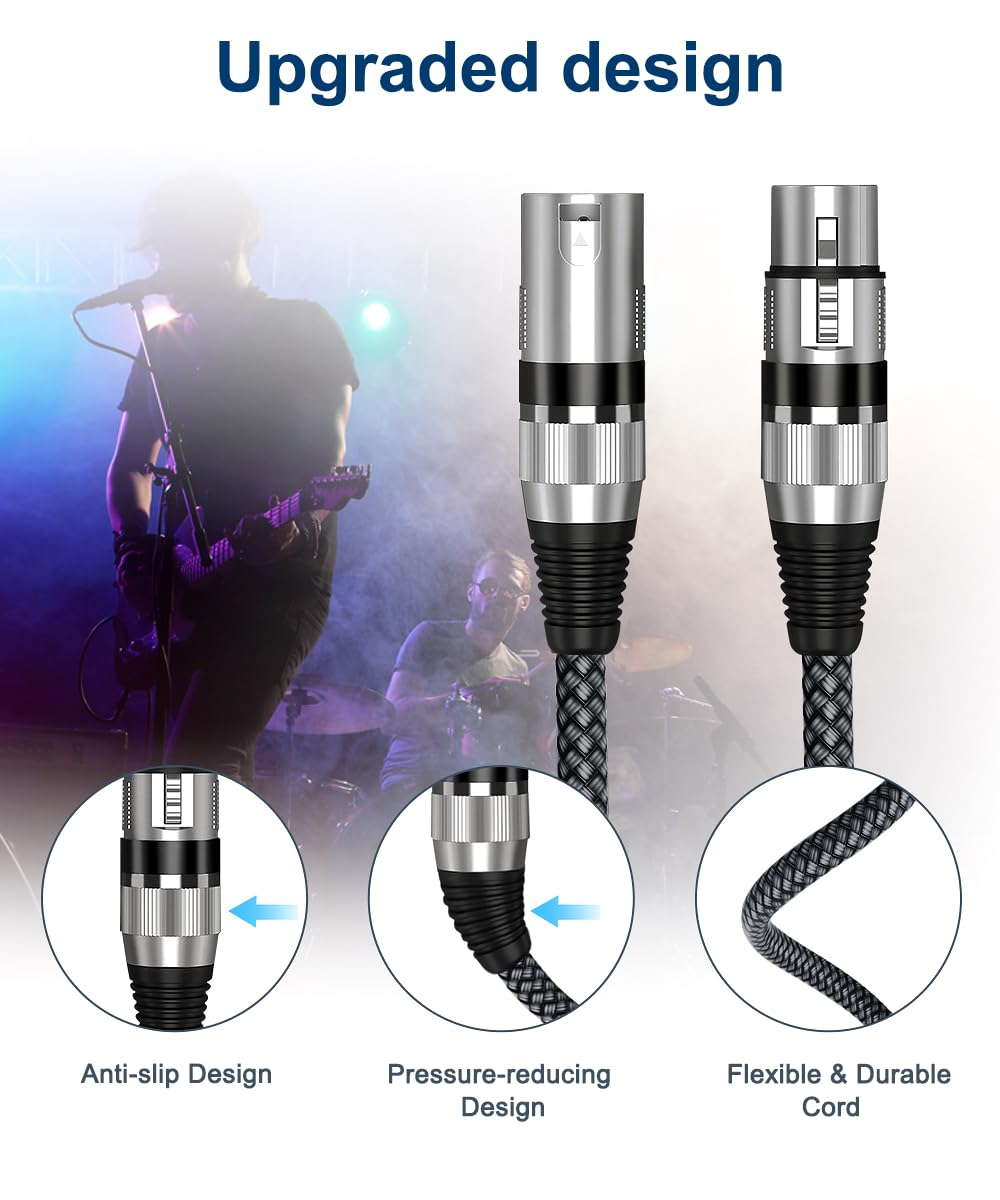 Elebase XLR Microphone Cable 6M 2Pack,Xlr Male to XLR Female Mic Cord,3-Pin Balanced Shielded Cables Wire,For Amplifier Mixer,Recording Studio,Speaker Systems,Foot,Ft image number 4