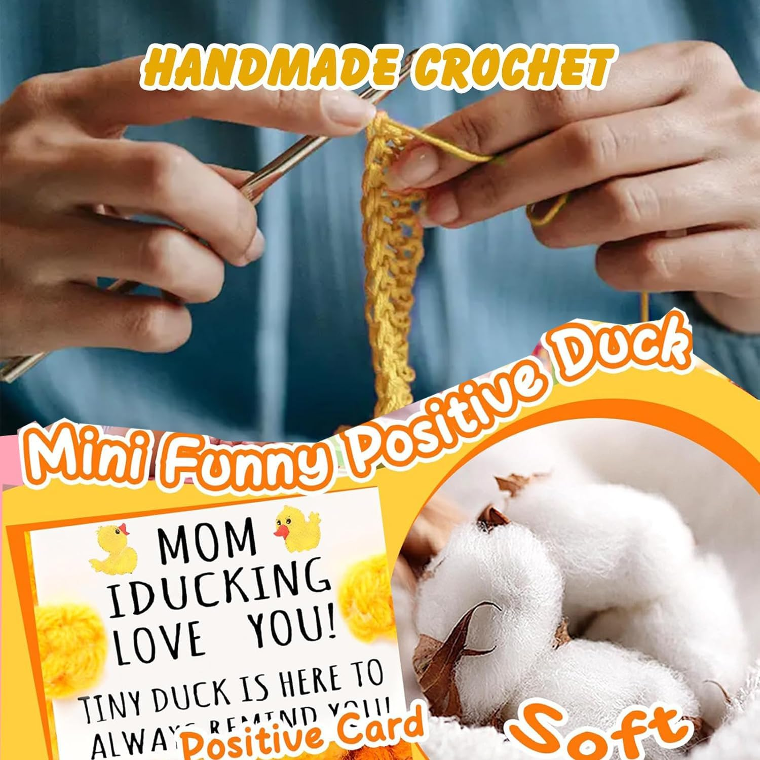Funny Support Duck Gifts for Mom &ndash; Handmade Crochet Knitted Positive Cute Doll for MOM Birthday Mothers Day Christmas from Daughter Son, I Duck Love You Mom, Perfect for Home Room Desk Decoration image number 3