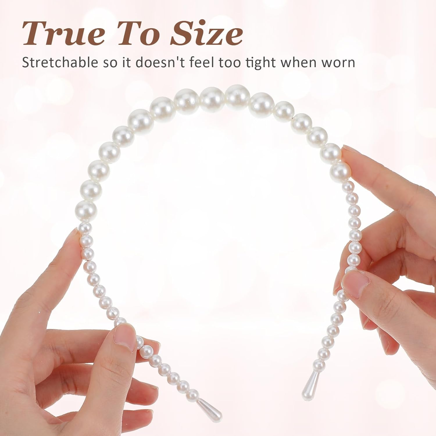 4 Pack Pearl Headband White Gold Girl Pearl Headbands Metal Thin Head Band, Artificial Pearls Headpiece Hair Accessories for Women Girls, Bridal Wedding Party Hair Hoop