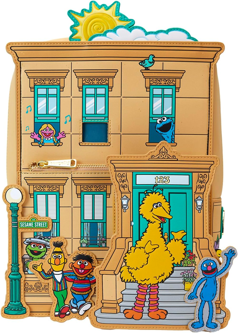 Loungefly Sesame Street Corner Mini Backpack | Big Bird, Oscar, Grover, Ernie, Bert, and Friends, Fashion Accessories image number 2