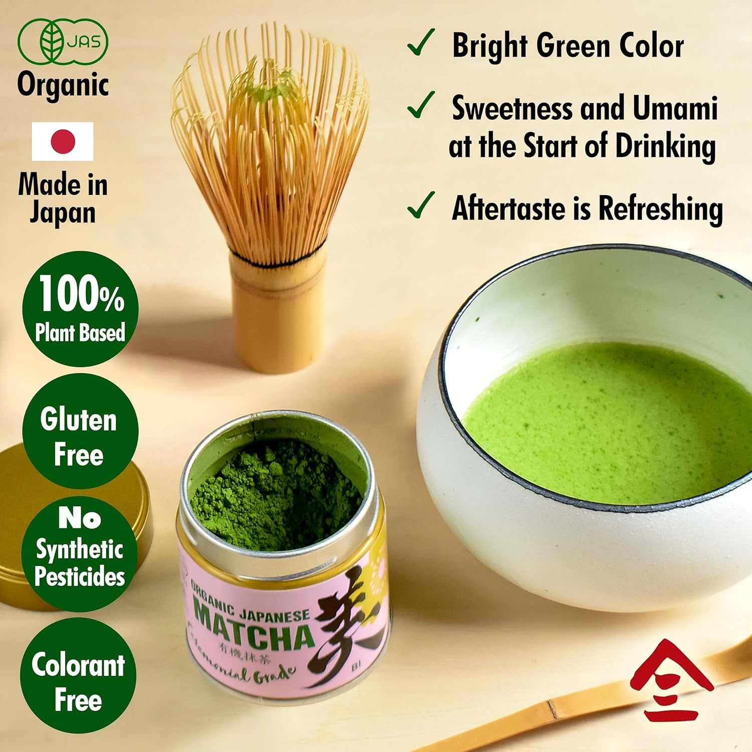YAMASAN KYOTO UJI Japanese Ceremonial Grade Matcha, Matcha Green Tea Powder, 100％ Authentic Japanese Origin, from Uji Kyoto, Japan (30G)
