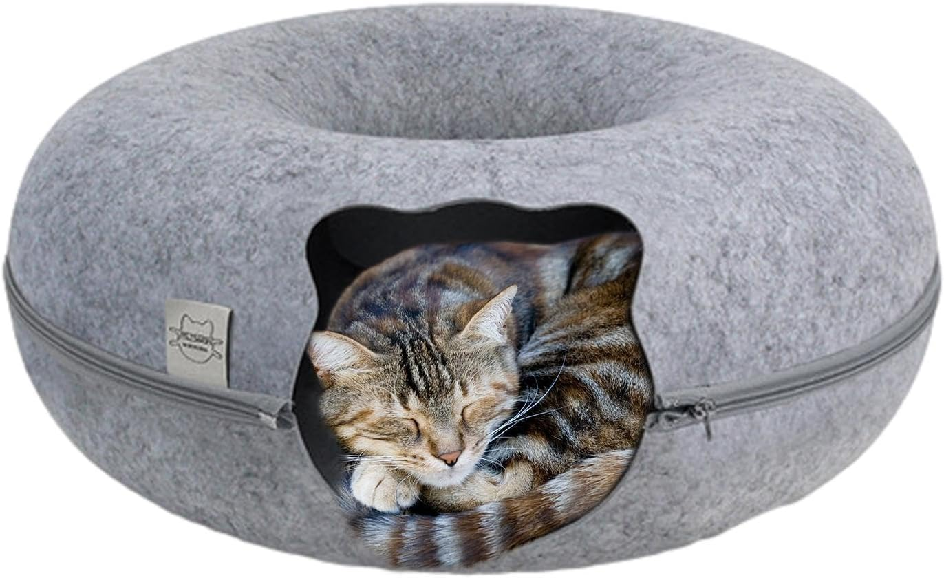 Cat Tunnel Bed, Cozy Cat Cave, Washable Large Cat Bed Cave, Cat Hideaway, Tunnel Cat Nest, Removable Cat Hideaway Cat Bed Cave for Small Pets, Rabbits, Kittens image number 3