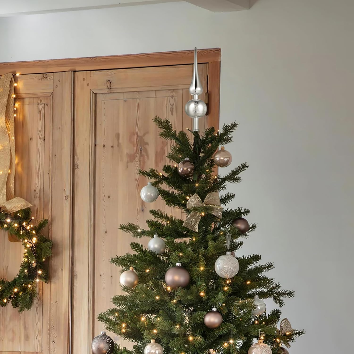 Ipetboom Christmas Tree Topper, 9 Inch Vintage Tree Topper Christmas Tree Sequins Adornment Christmas Decorations, Silver - Silver image number 6