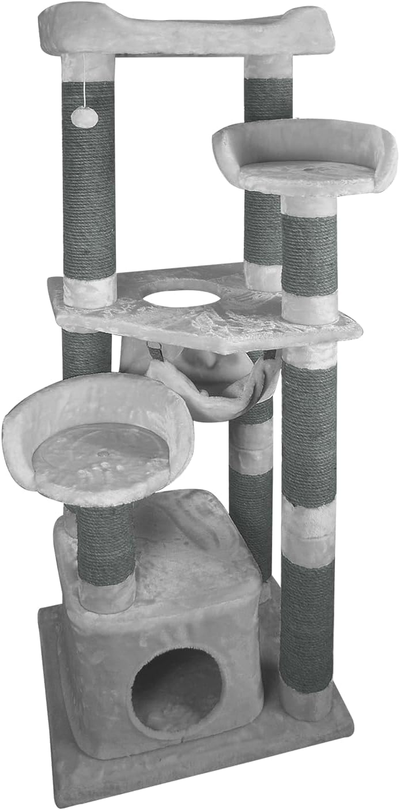 JACK and VANILLA, Dumbo Design Cat Scratching Post, Space to Play and Rest, Durable Materials, Easy Clean, Dimensions 30 X 30 X 45 Cm, Cream Grey Colour, Cat Tree Model image number 4