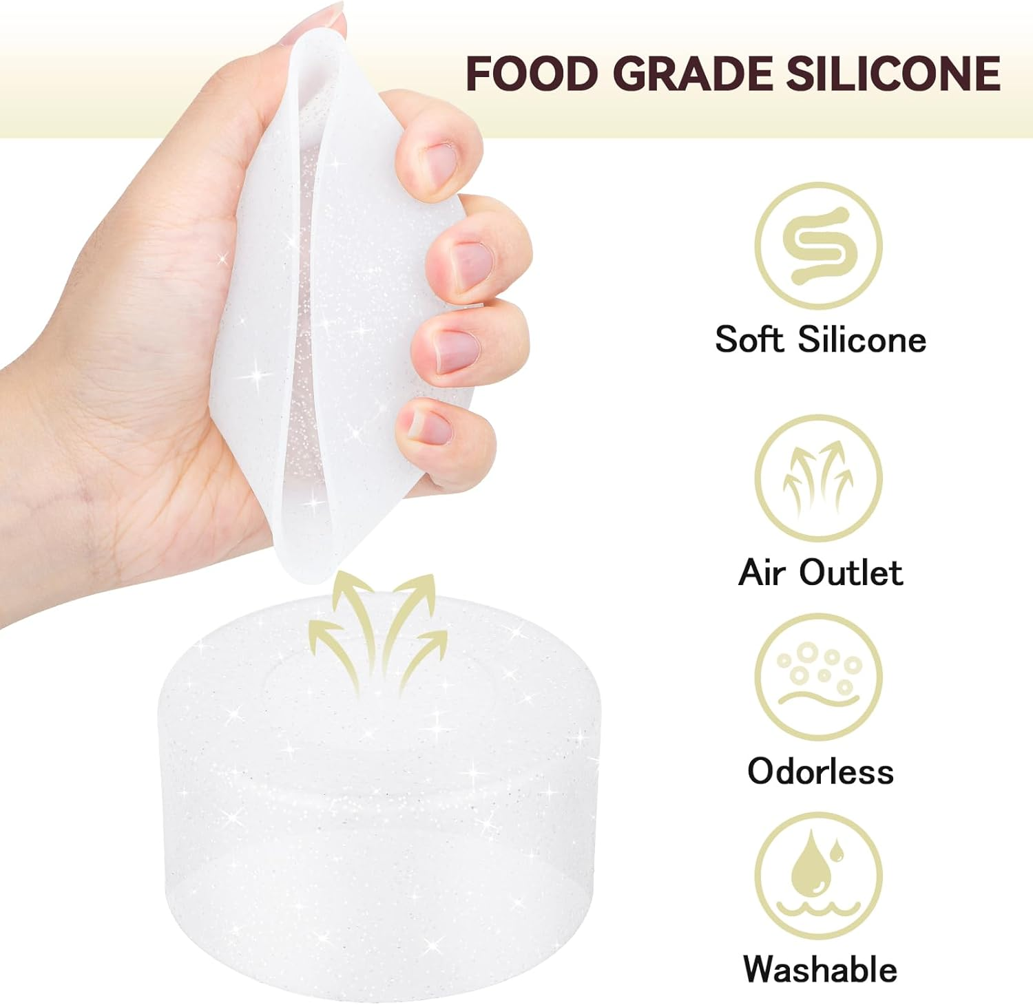 Piccircuit Silicone Boot for Stanley Cup 20-40Oz & Hydroflask 12-24Oz, Glitter Tumbler Accessories, Bottom Protector, Clear (2PCS) - Black image number 7