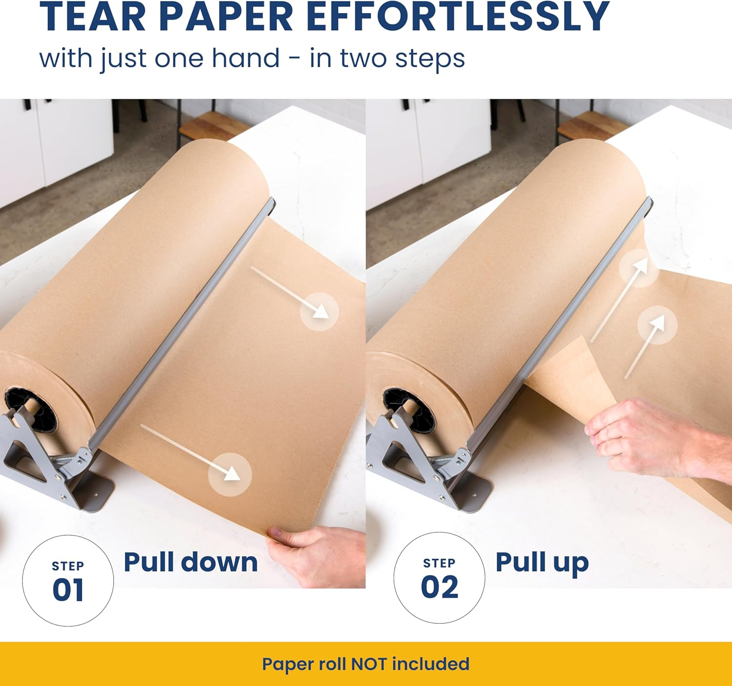 Paper Roll Dispenser and Cutter - Heavy Duty Kraft, Freezer, and Butcher Paper Dispenser - Non Slip and Wall Mountable (12 Inches)(Up to 1000Ft Rolls)