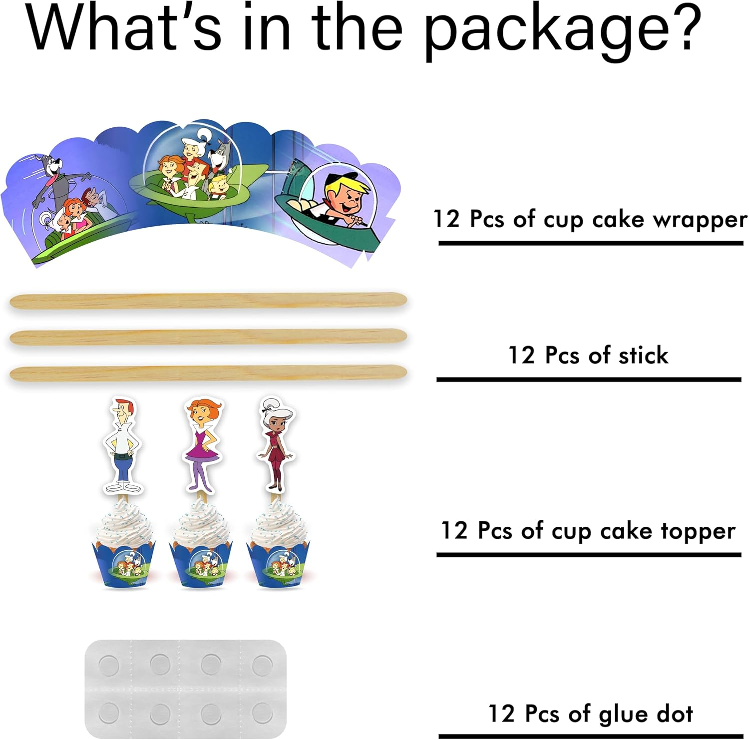 Gerge Jetsn Cupcake Wrapper &ndash; Retro-Futuristic Dessert Wrap for Themed Parties, Perfect for Fans of Sci-Fi Adventures and Bold, High-Flying Celebration Styles