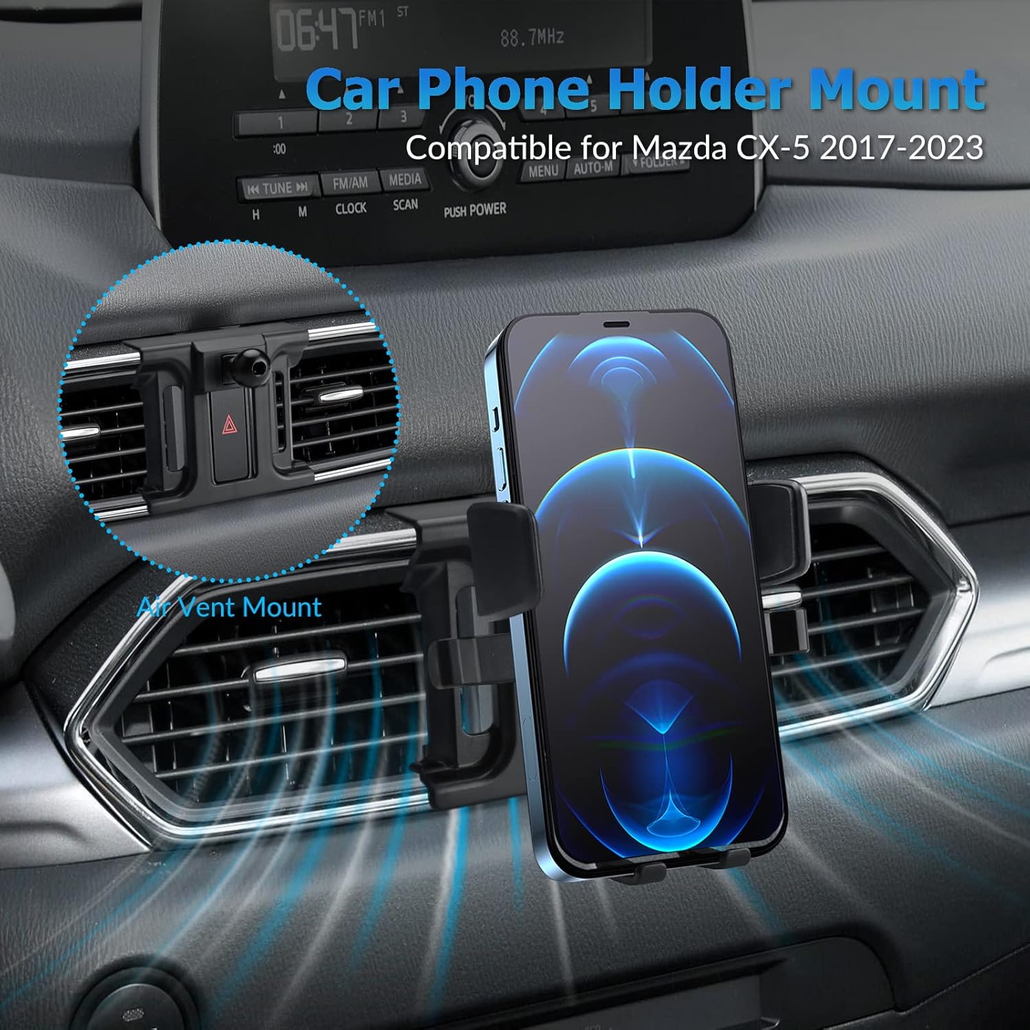 DLOVEG Car Phone Holder Mount for Mazda CX-5 2023-2022, 2023 Accessories, Compatible with 4.5-7.5 Inch Smartphones, Black image number 5