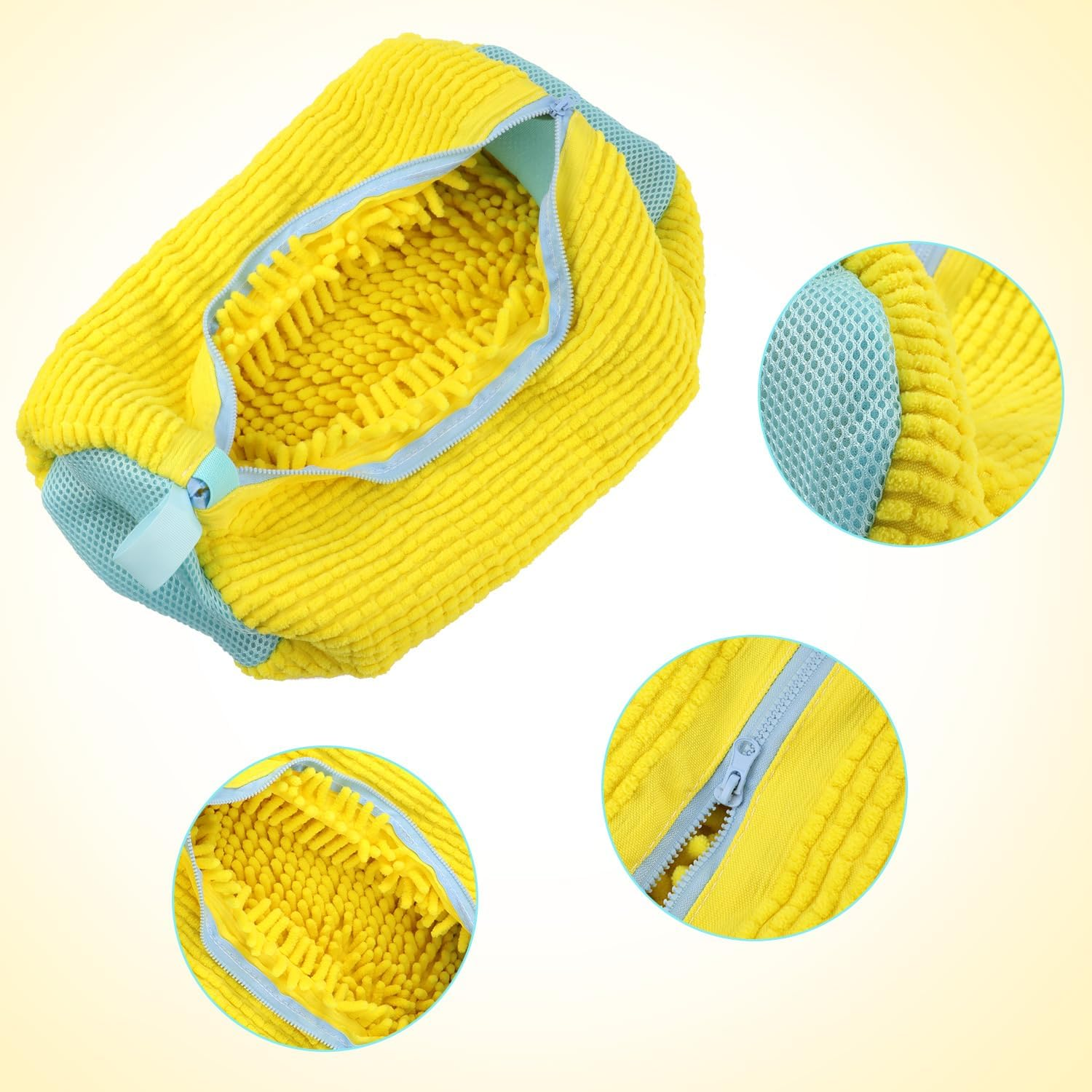 Shoe Washing Machine Bag, Reusable Shoe Cleaning Bag Laundry Shoe Bag Machine Wash Shoe Bag Shoe Washing Pouch for Washing Machine Dryer Laundry for 360 Degree Cleaning All Shoes (Yellow), Yellow, image number 6